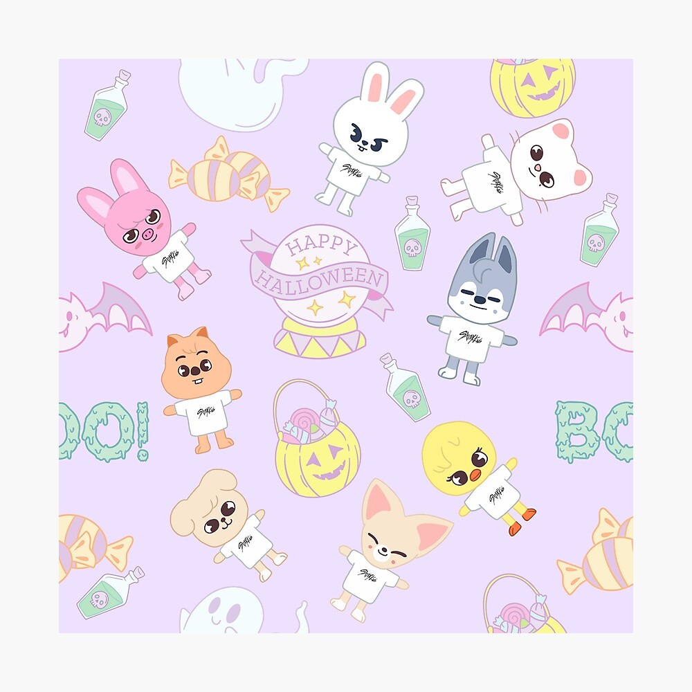 STRAY KIDS (SKZOO) Cute Pastel themed Halloween Pattern Art Board Print