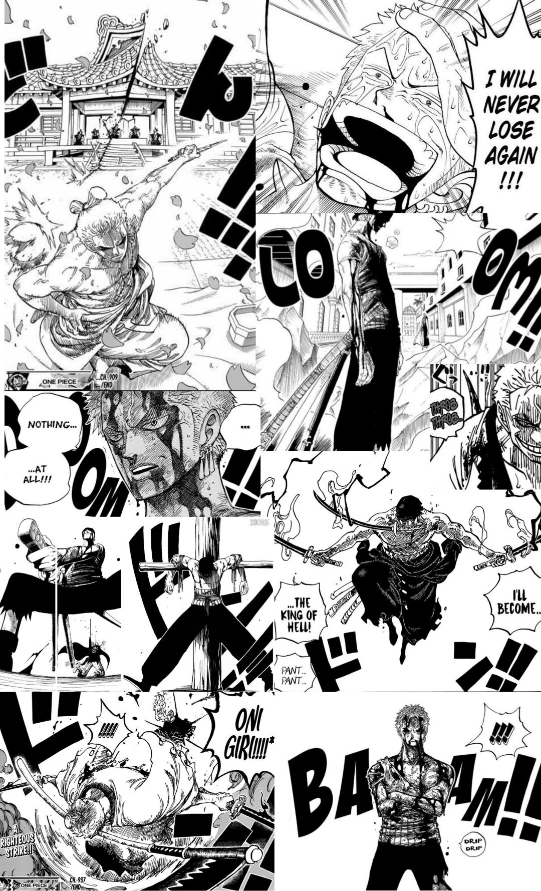 As requested I did a wallpaper with some of my favorite scenes of Zoro in the manga. I'll also do a wallpaper for each Straw Hat. Hope you like it!