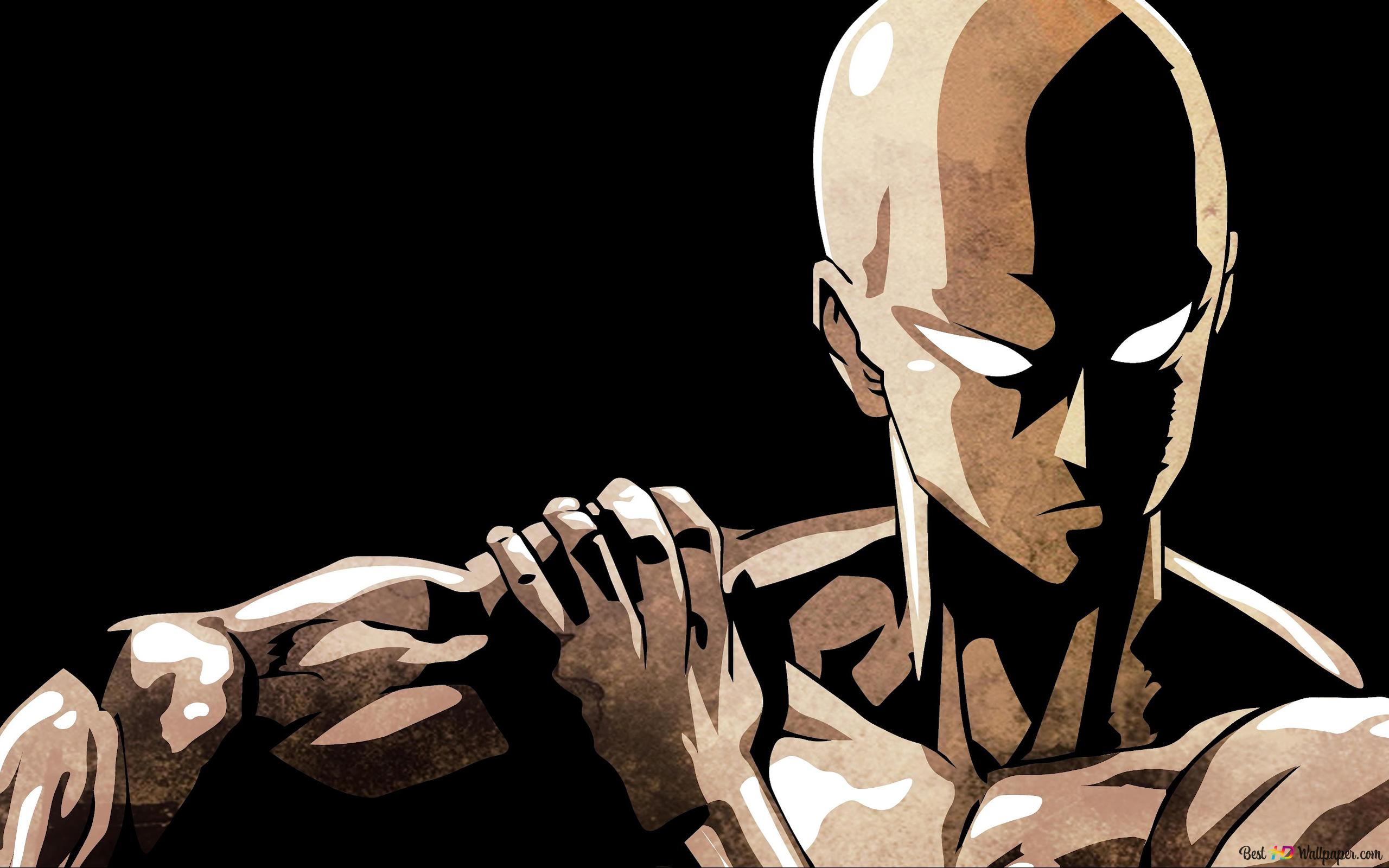 One Punch Man Black And White Saitama 4K Wallpaper Download