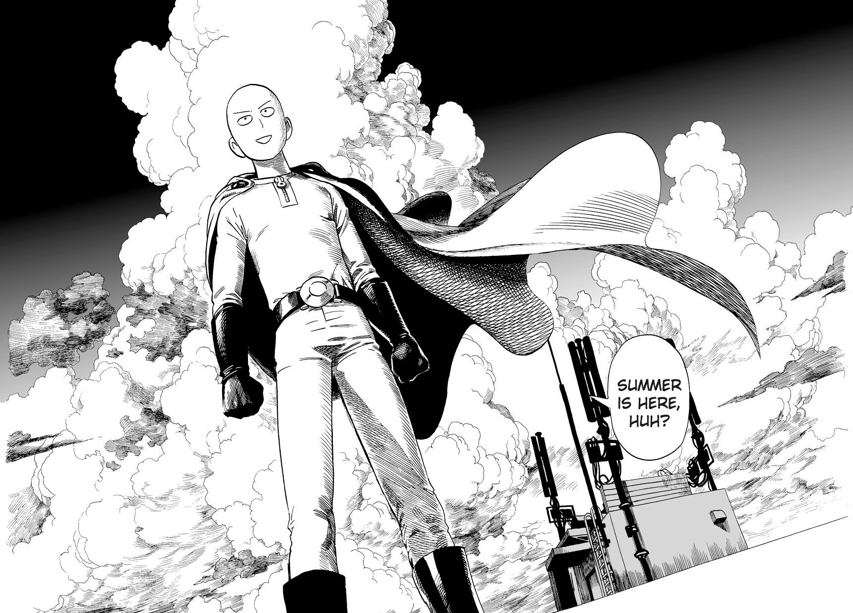 Saitama's Epic Stand: One Punch Man Manga HD Wallpaper