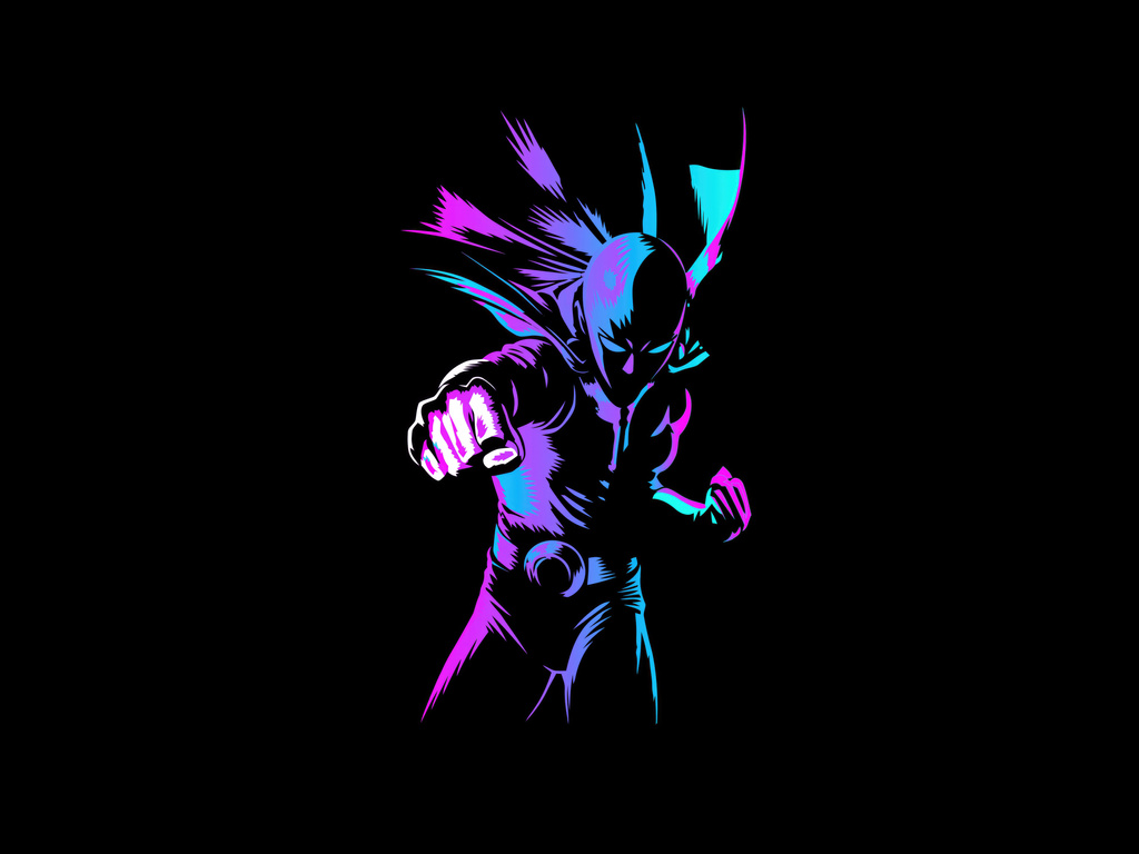 Saitama One Punch Man Neon Oled 8k Wallpaper, 1024x768 Resolution HD 4k Wallpaper, Image, Background, Photos and Picture