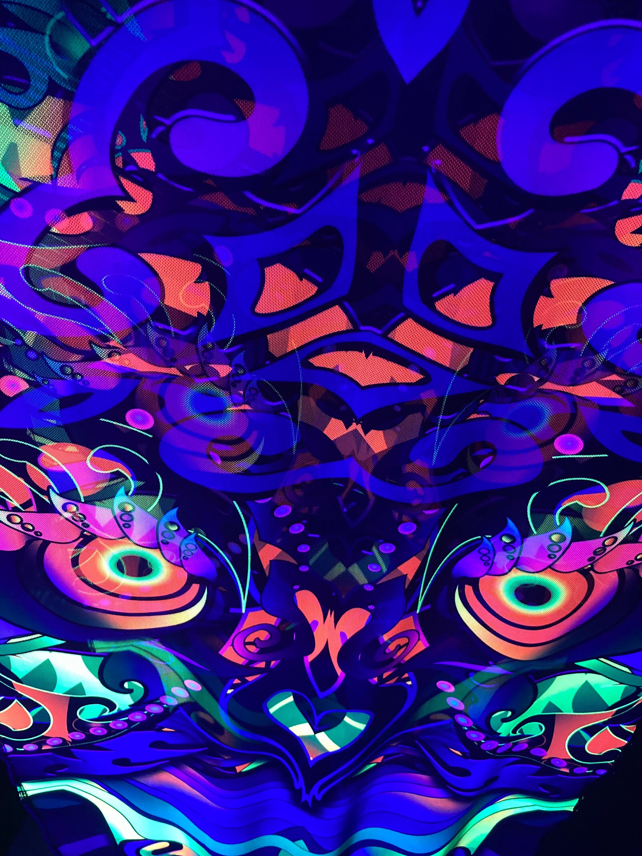 Layers Mesh + 1 Layer Lycra Print 3D Installation, Blacklight Spiritual Tapestry fractal art Fabric Poster Aesthetic