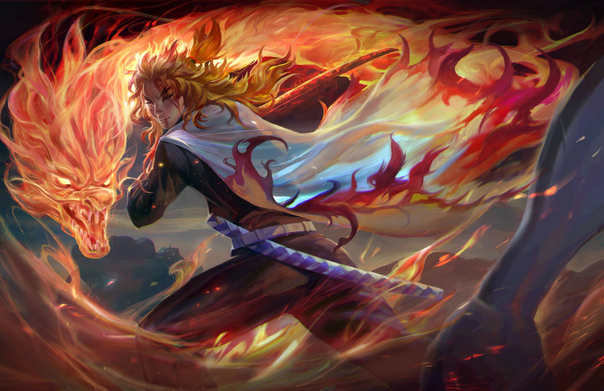 Demon Slayer: HD Wallpaper Of Flame Wielding Hero