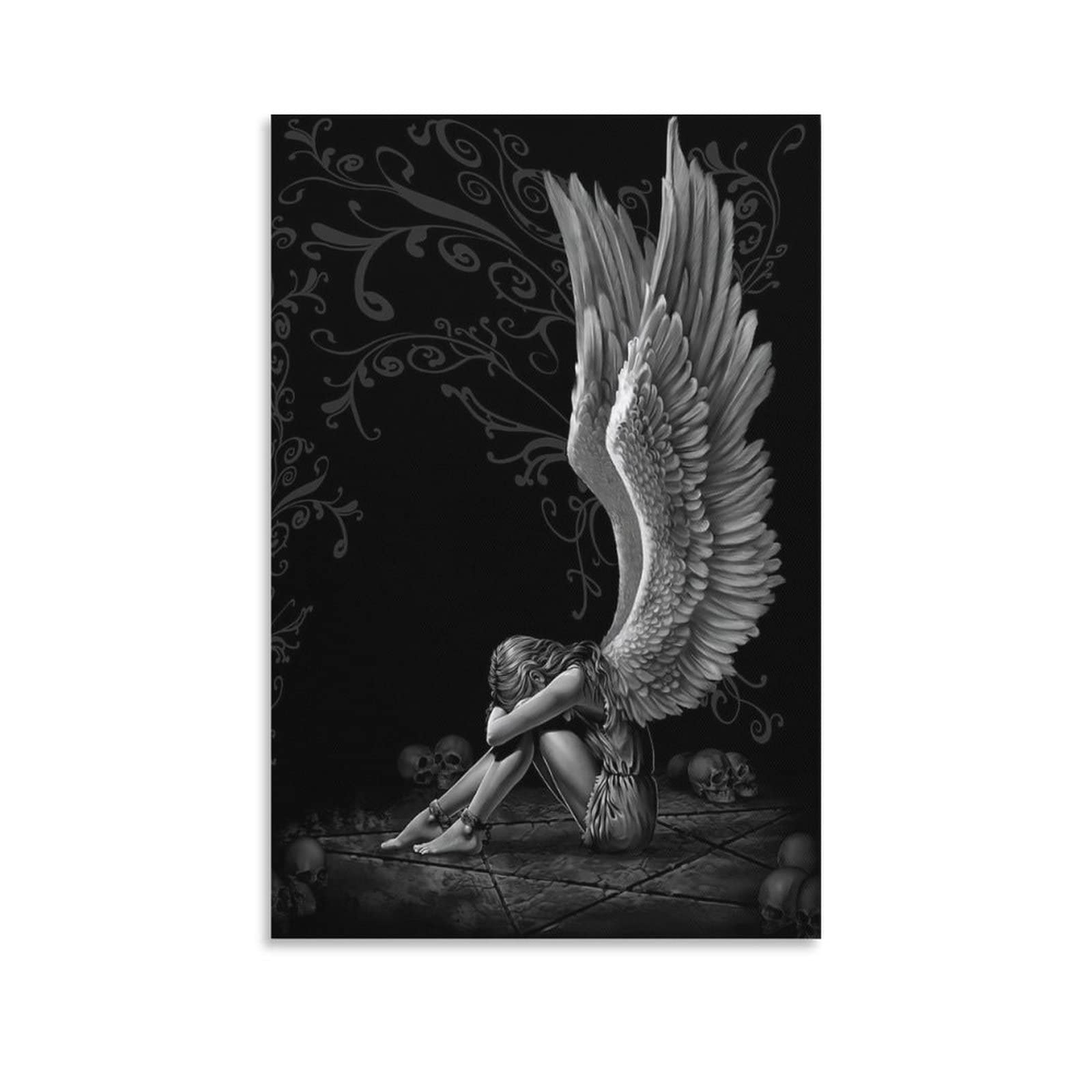 HDYDJS Black And White Angel Wings Poster Art Abstract Gothic Fallen Angel Canvas Painting Posters And Prints Wall Art Picture For Living Room Bedroom Decor 16x24inch(40x60cm) Unframe Style: Posters & Prints