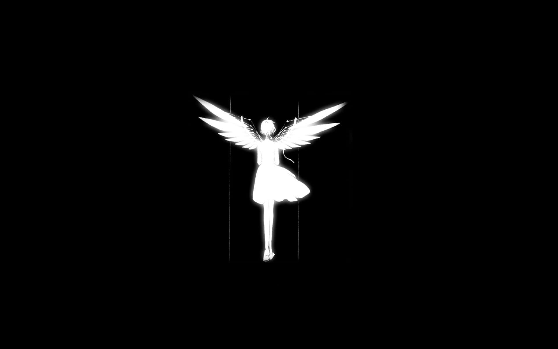 Download a white angel with wings in the dark