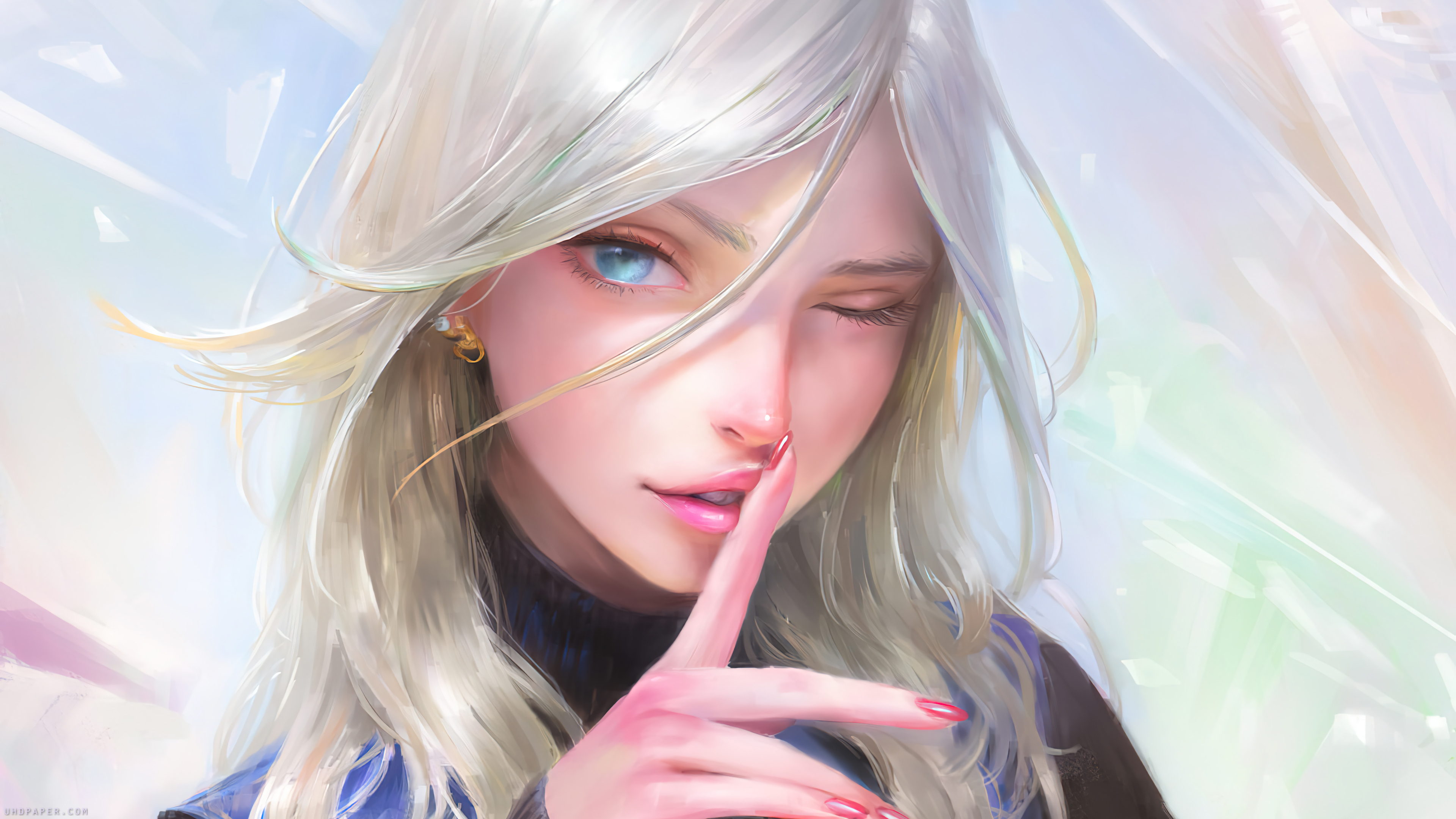 Anime Girl White Hair Wallpaper 4K HD PC f