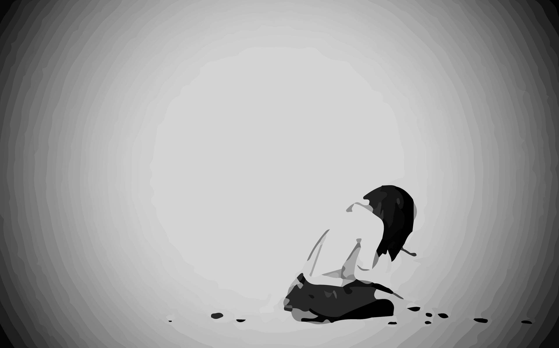 Download Depressed Anime Girl Black Grey Abstract Wallpaper