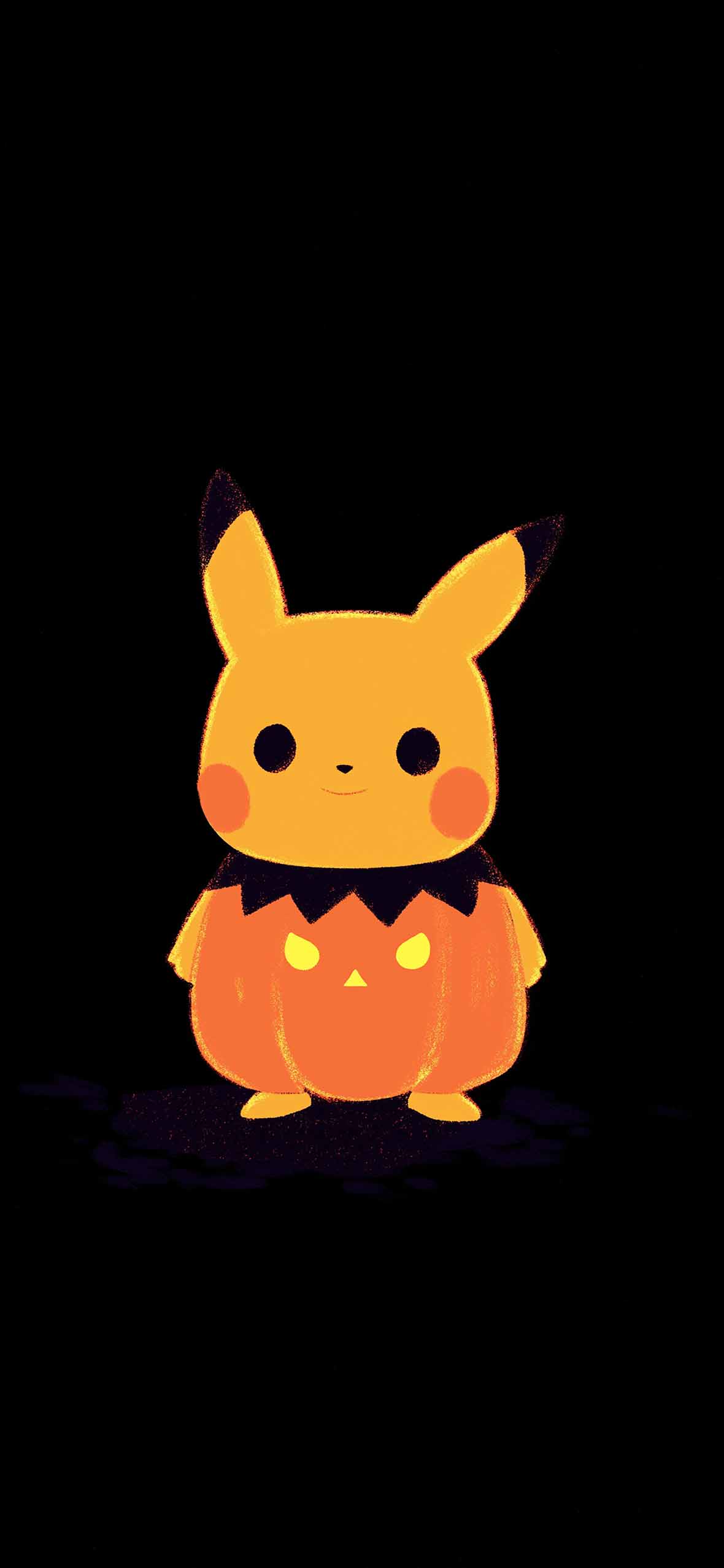 Pikachu Pumpkin Costume Dark Halloween Wallpaper iPhone HD