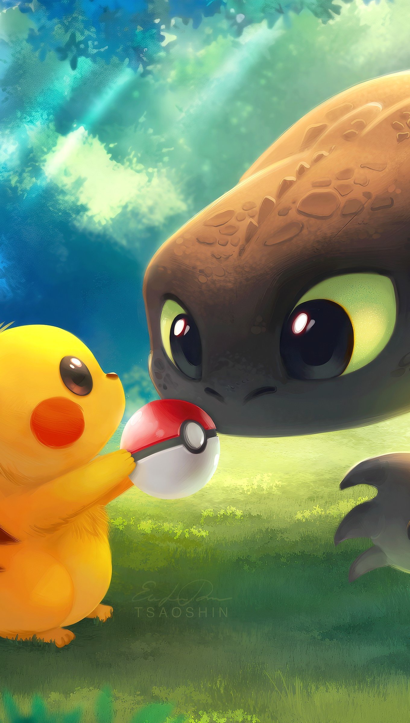 Pikachu with Toothless, Night Fury Wallpaper 4k for iPhone and Mobile Phone