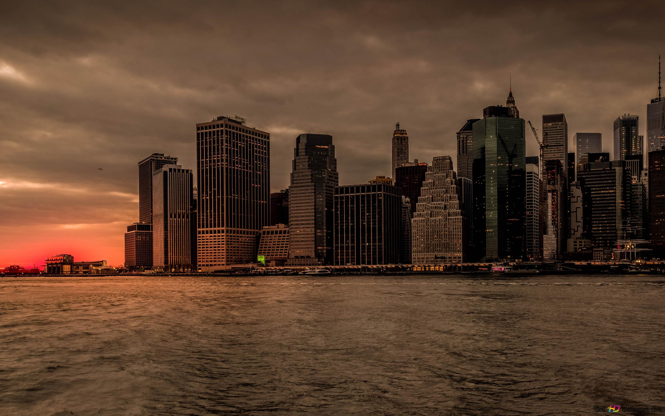 New York City Skyscraper Downtown Evening Time 4K wallpaper download