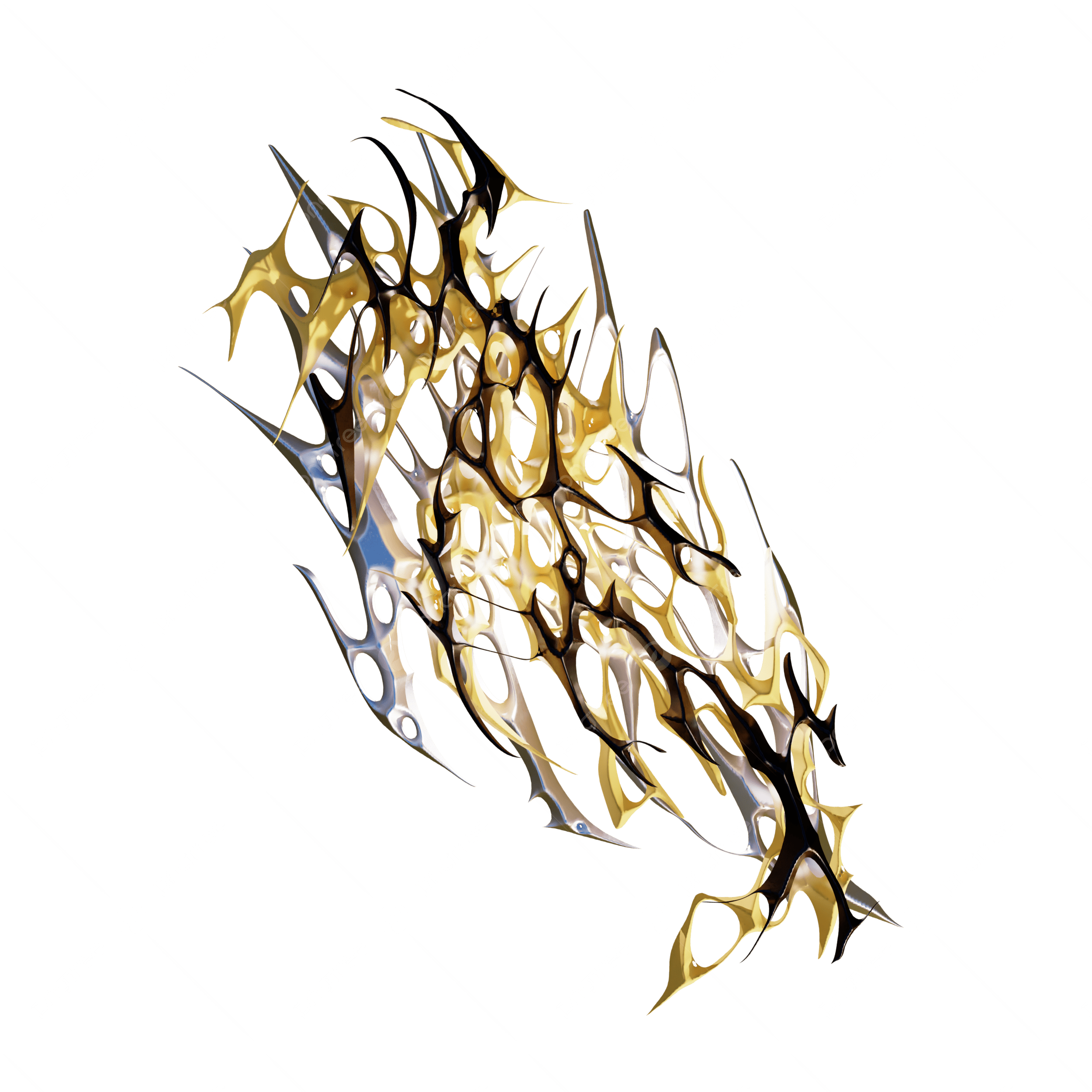 3D Y2k Cybersigilism Yellow Element, Cybersigilism, Neotribal, Y2k PNG Transparent Clipart Image and PSD File for Free Download