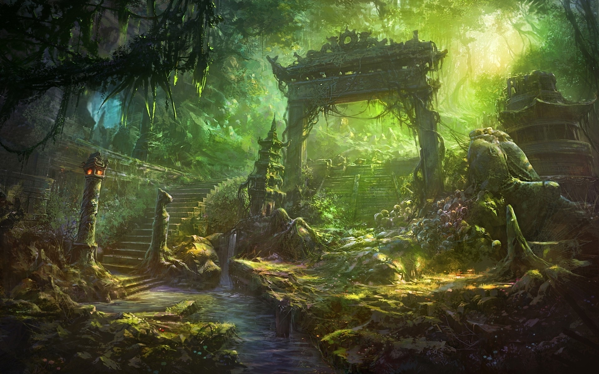 fantasy Art, Asian Architecture Wallpaper HD / Desktop and Mobile Background
