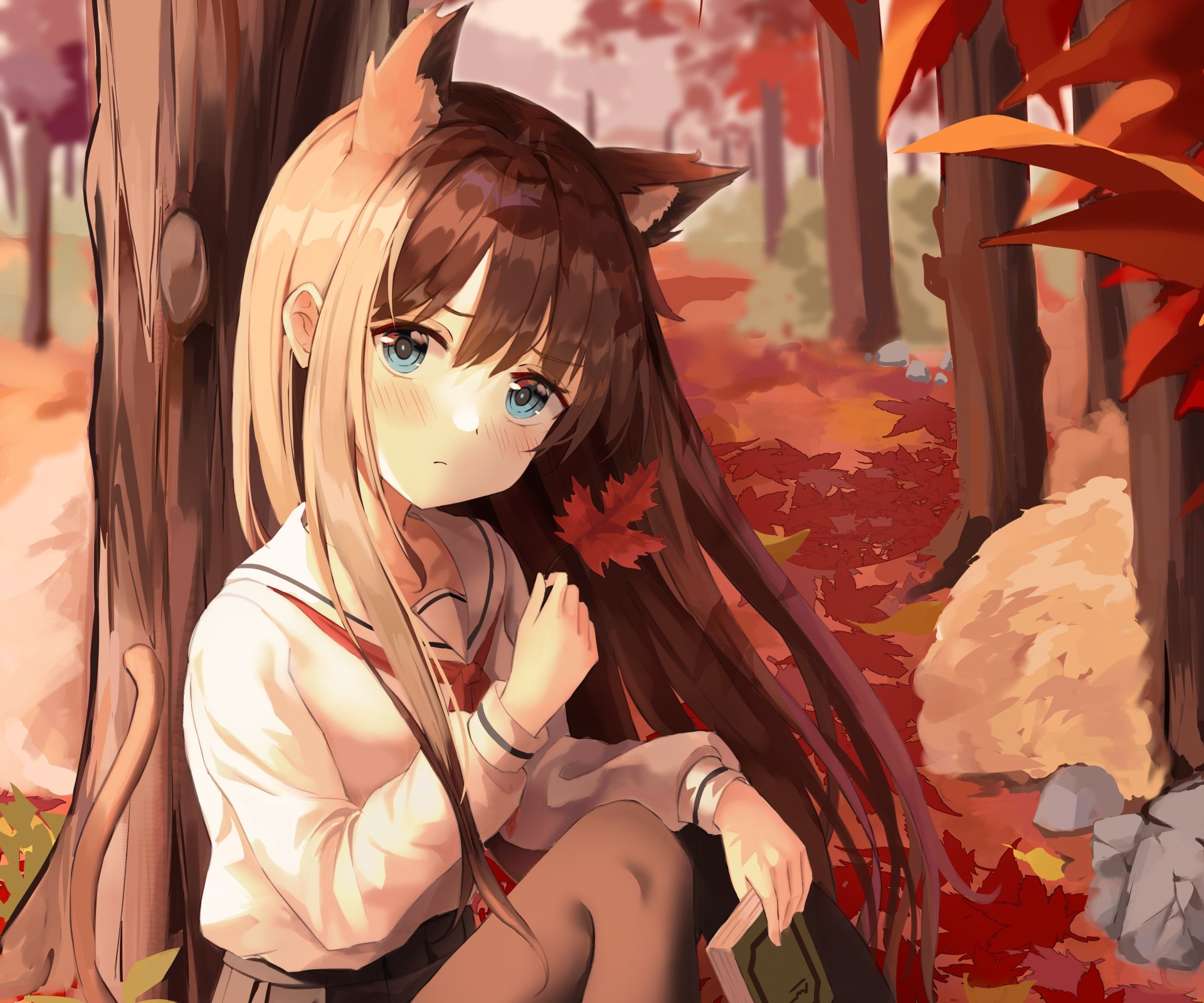 4K Ultra HD Anime Cat Girl in Autumn Woods