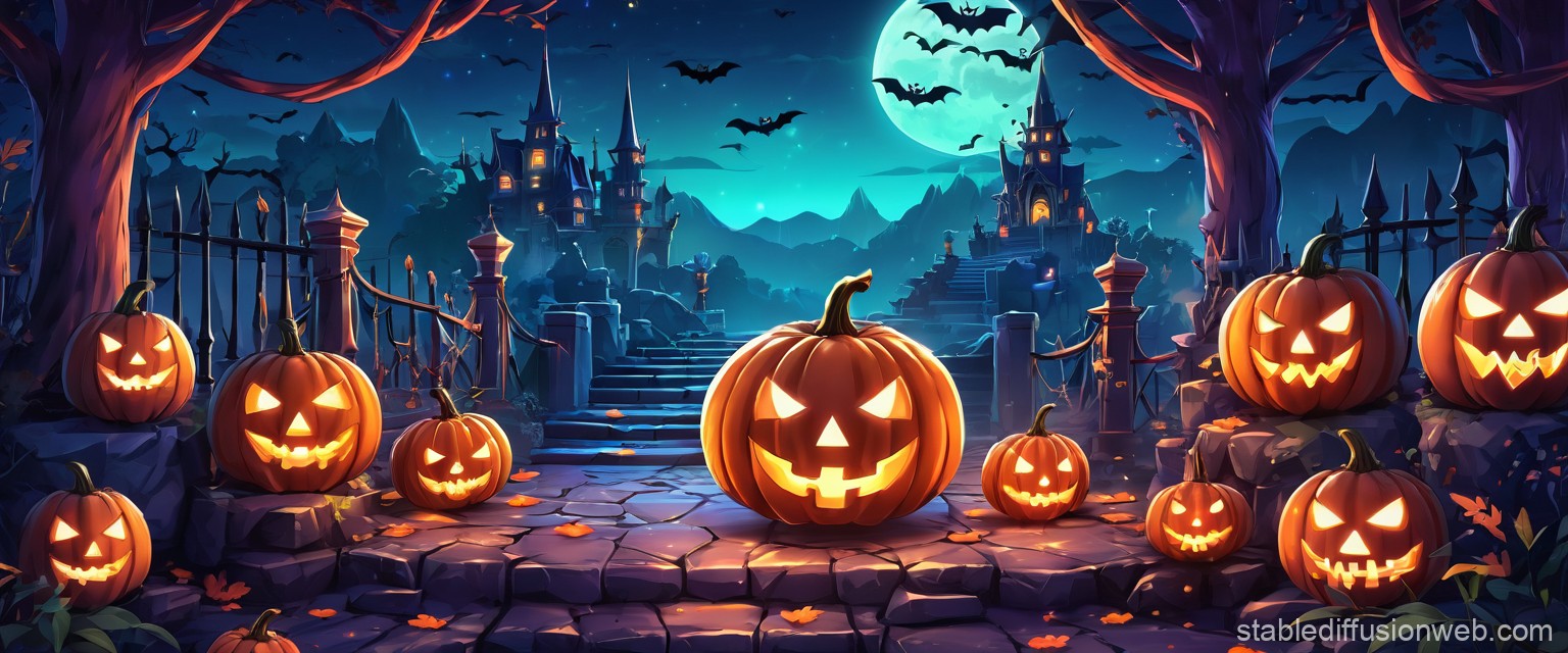 Halloween Mobile Game Level Background. Stable Diffusion Online