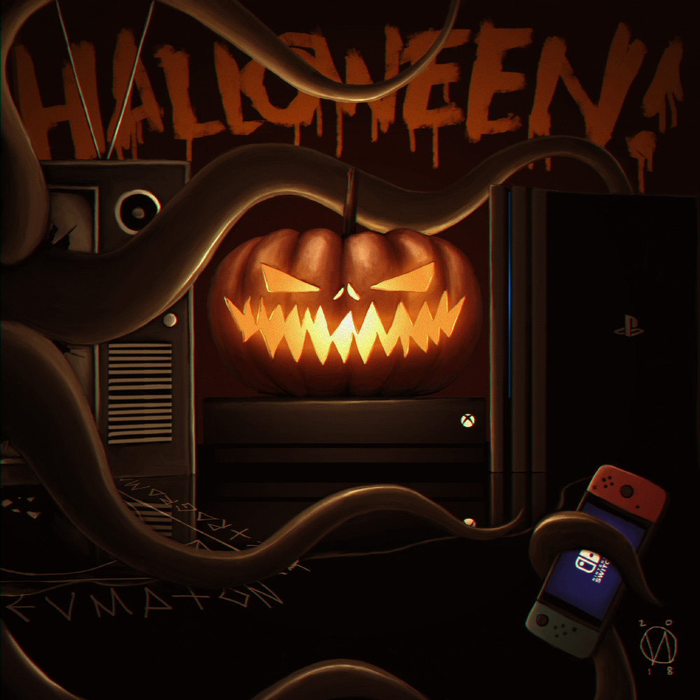 A pumpkin gamer for Halloween!