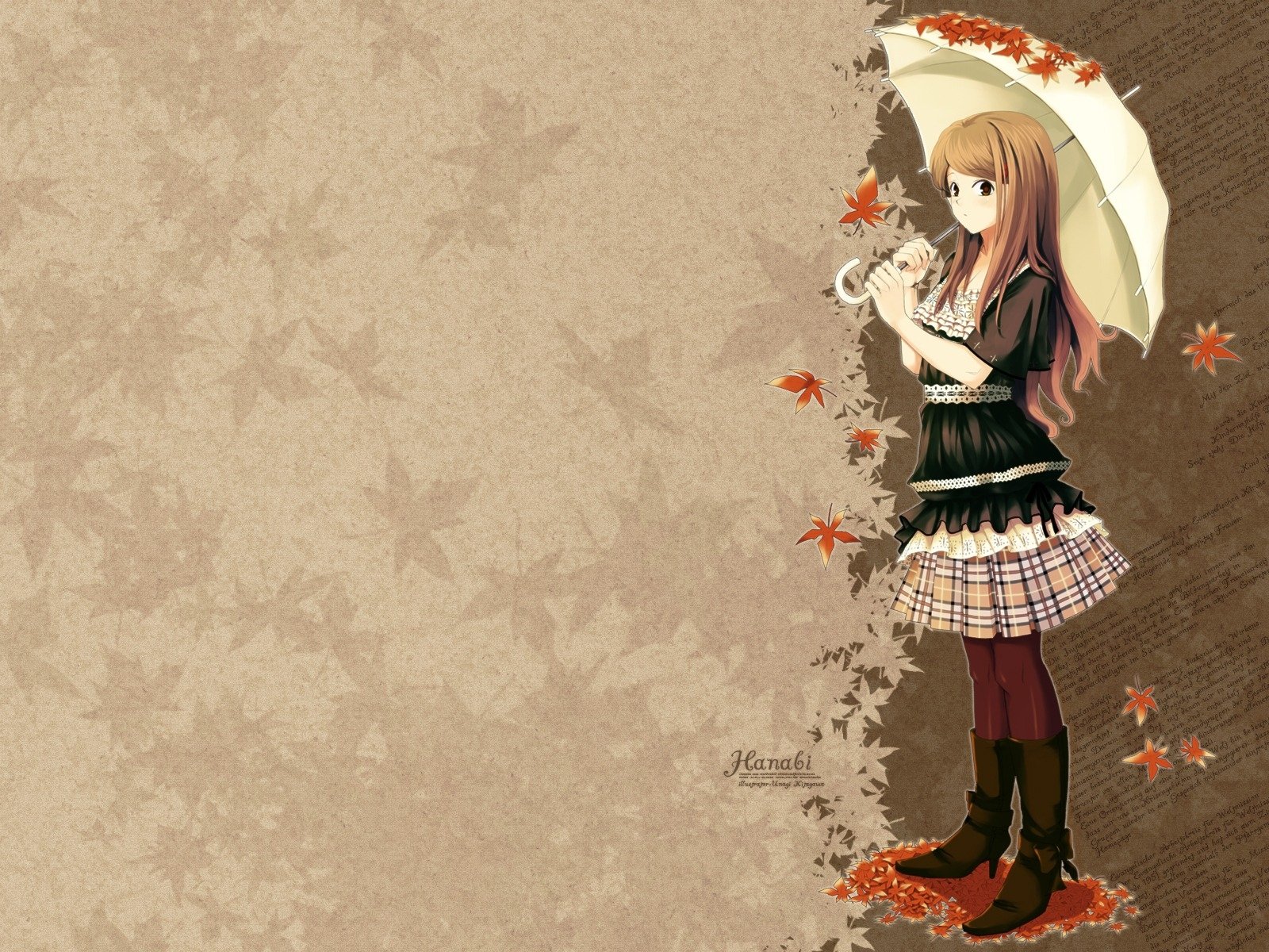 Download Fall Umbrella Anime Girl Anime Girl Autumn Anime Wallpaper