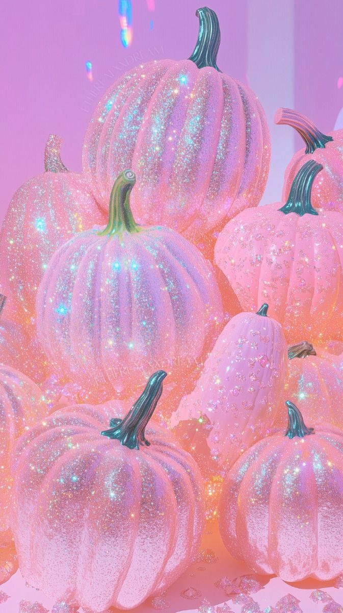Iridescent Glitter embellished Pumpkins, Perfect for the classic girly core hallolween!