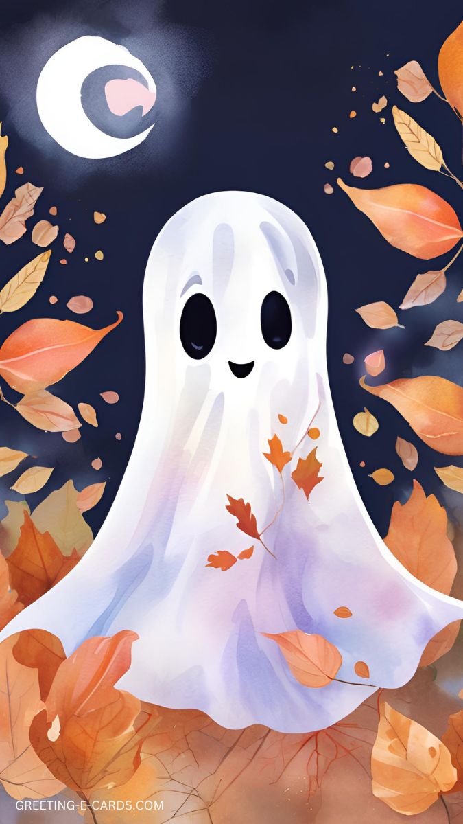 Spooky Ghost Autumn Phone Wallpaper