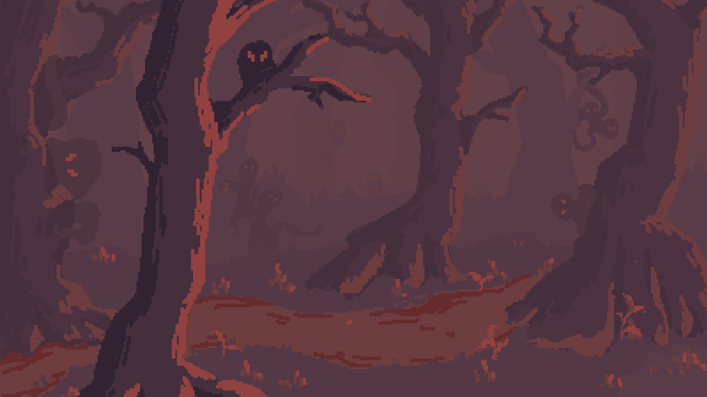 A pixel art background I created for the starting menu of a game