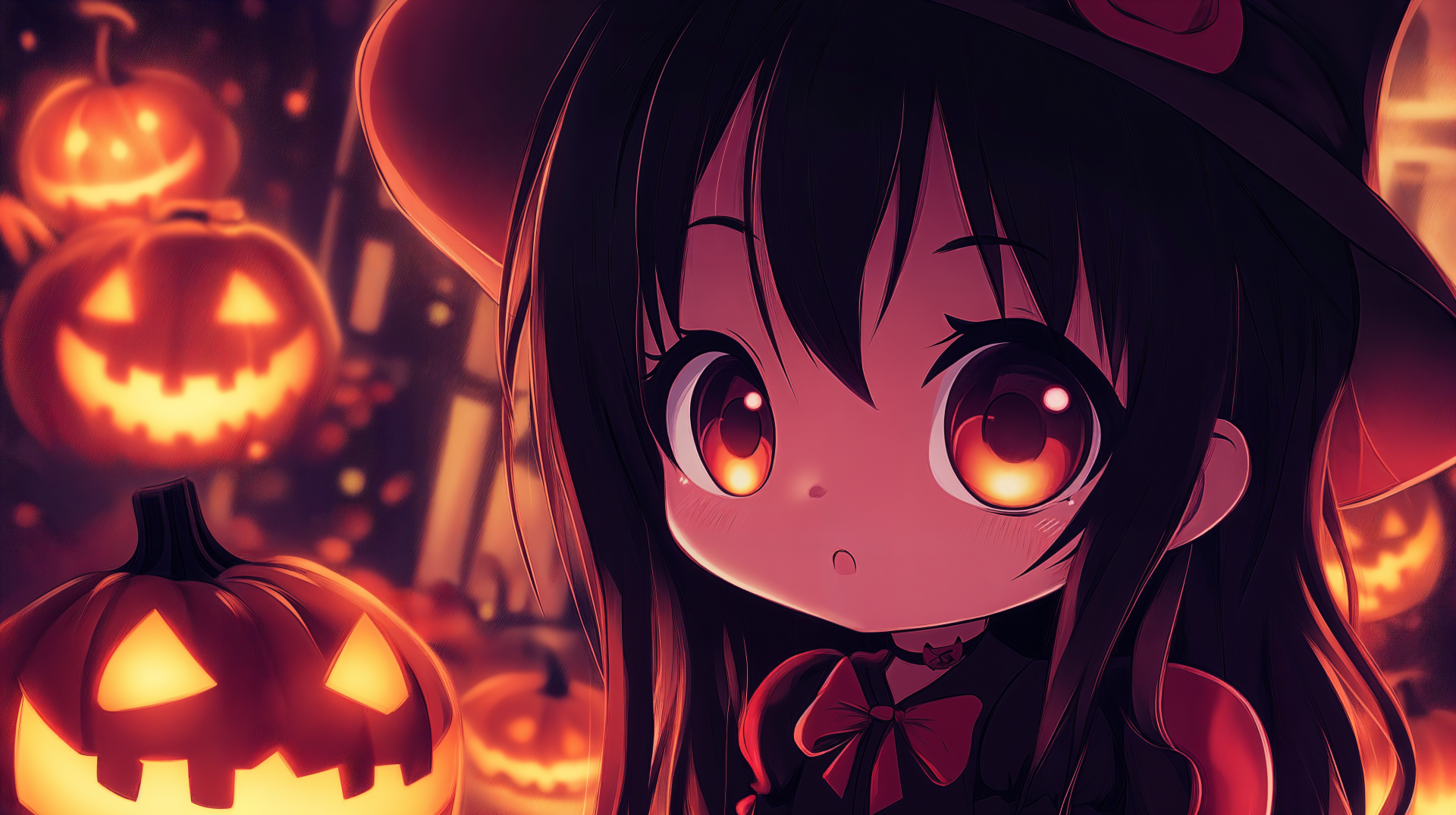 Charming Halloween Chibi: 4K Ultra HD Anime Wallpaper