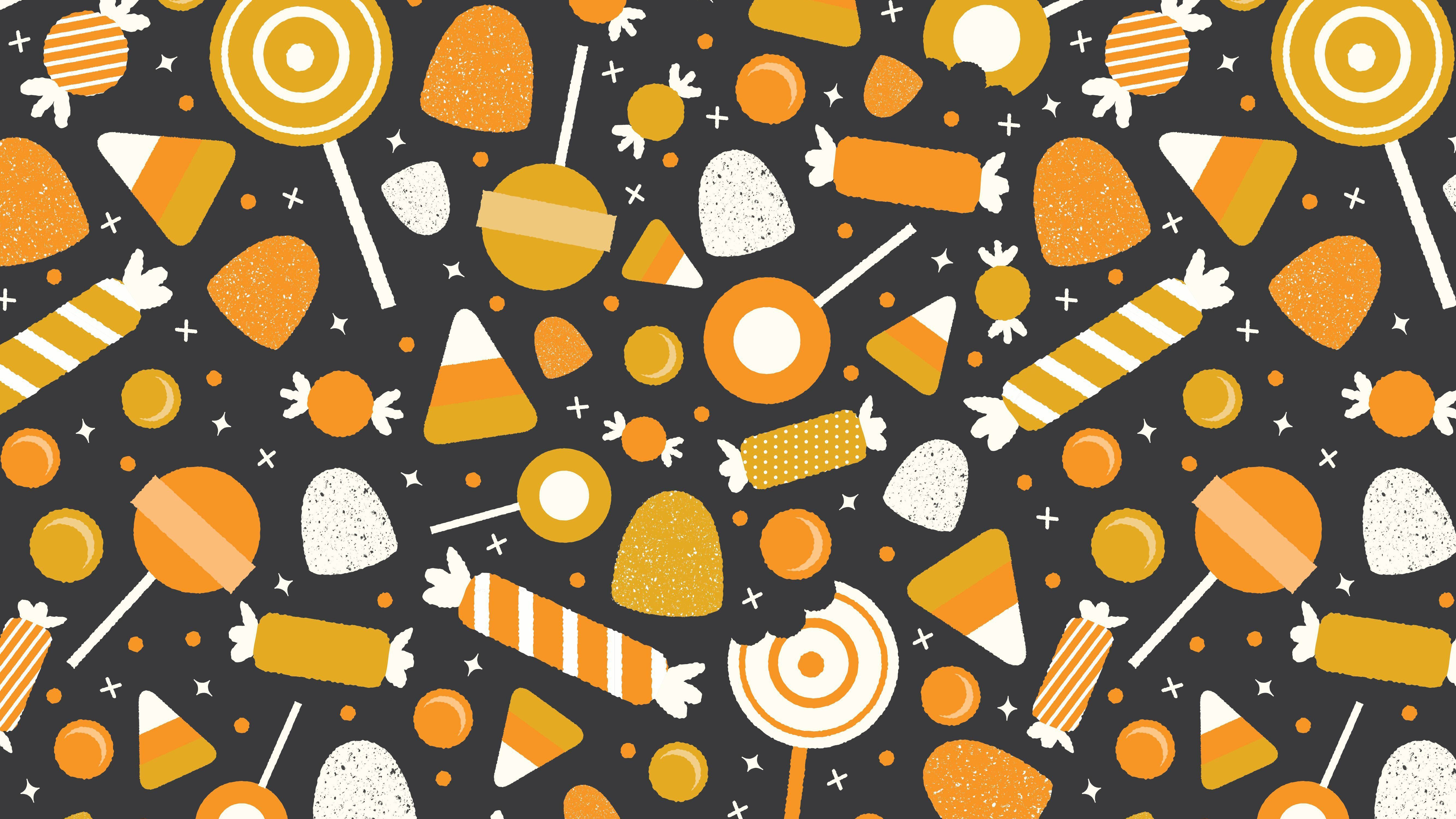 Candies Halloween Celebration 4K 5K HD Cute Halloween Wallpaper