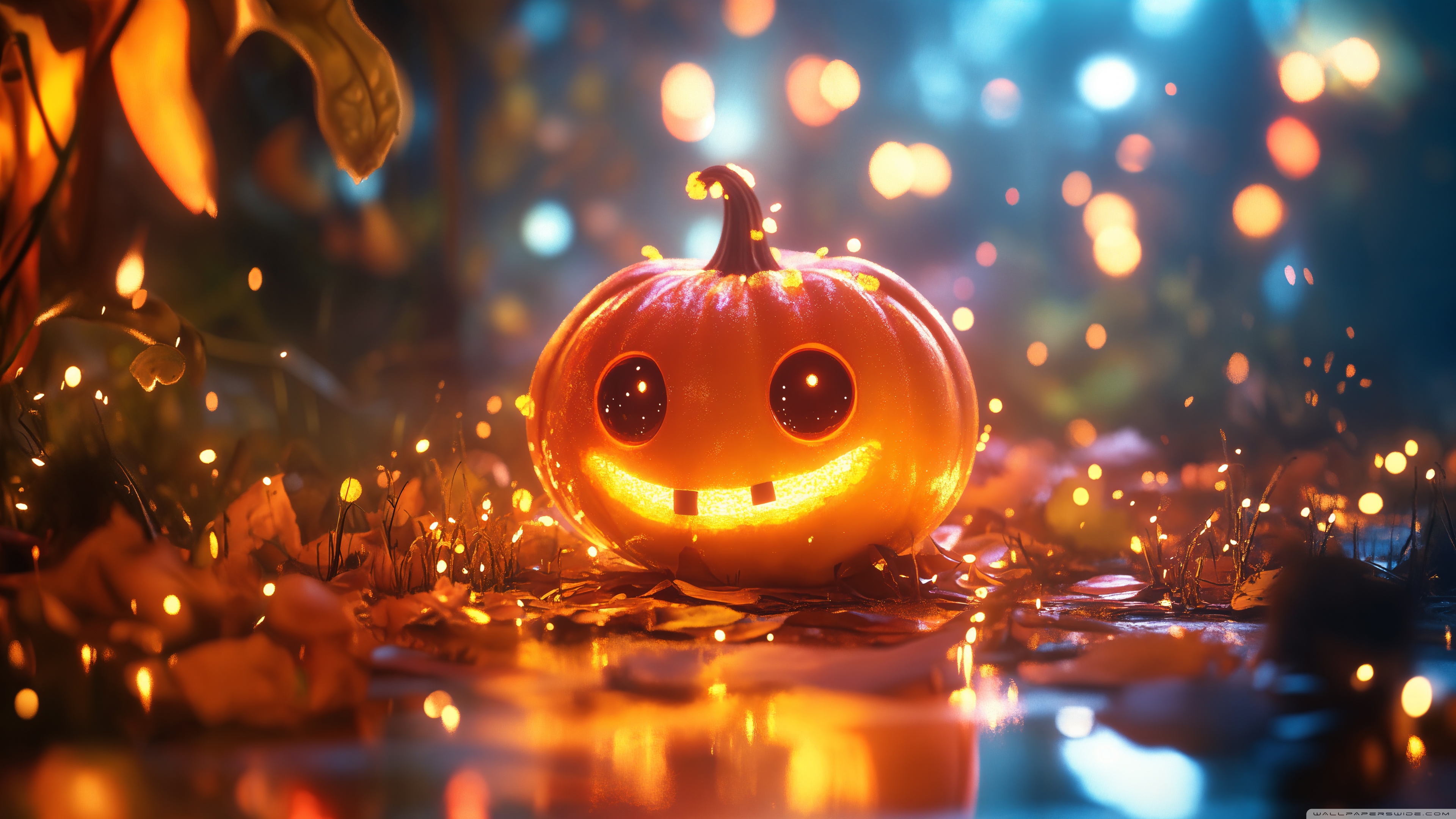 Cute Jack o Lantern Pumpkin, Happy Halloween 4K UHD Wallpaper for UltraHD Desktop and TV, Widescreen and UltraWide Display, Dual and Triple Monitor, Smartphone and Tablet Devices