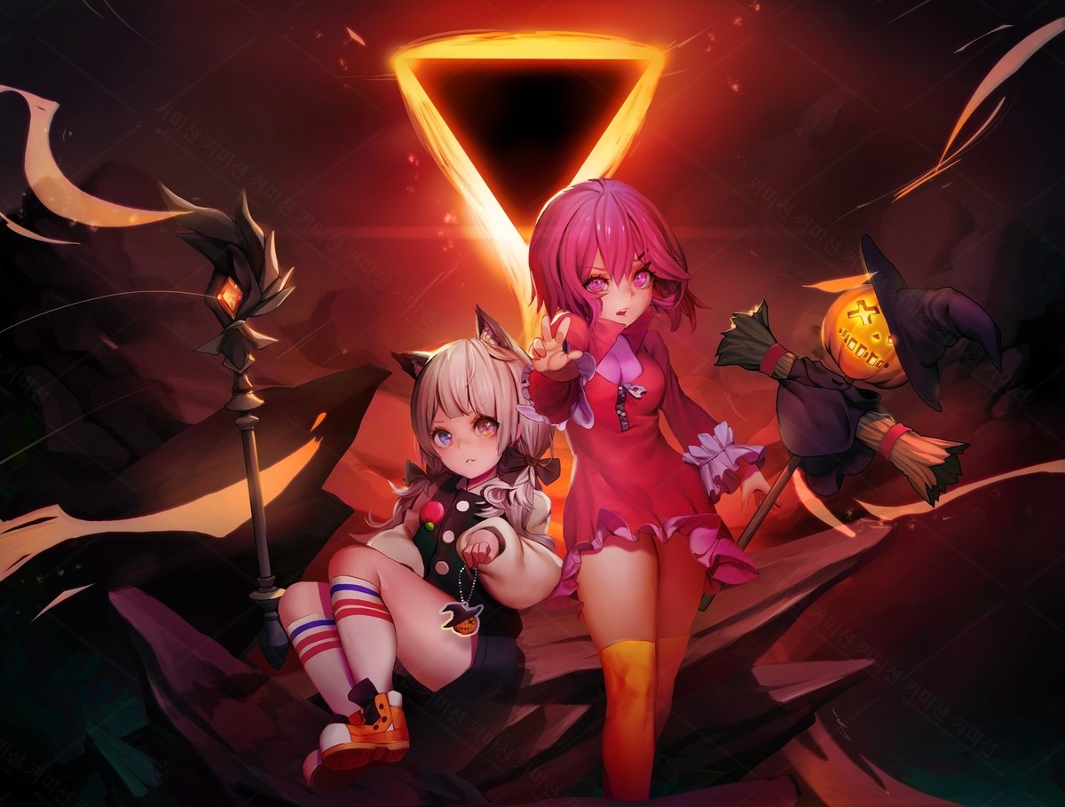 Anime halloween witch hat loli Playmat Gaming Mat