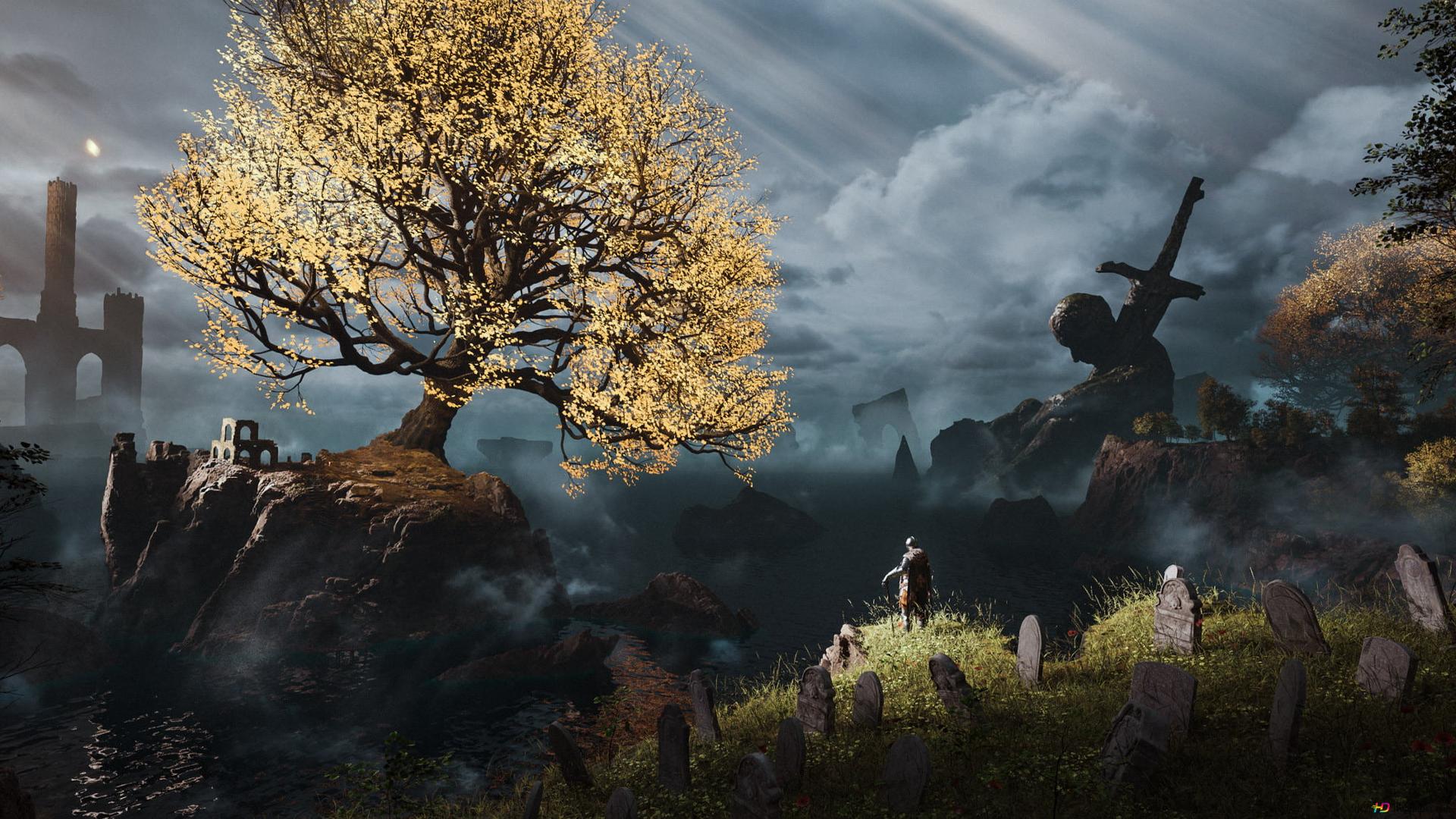 Elden Ring video game woody and cloudy environment 2K wallpaper download