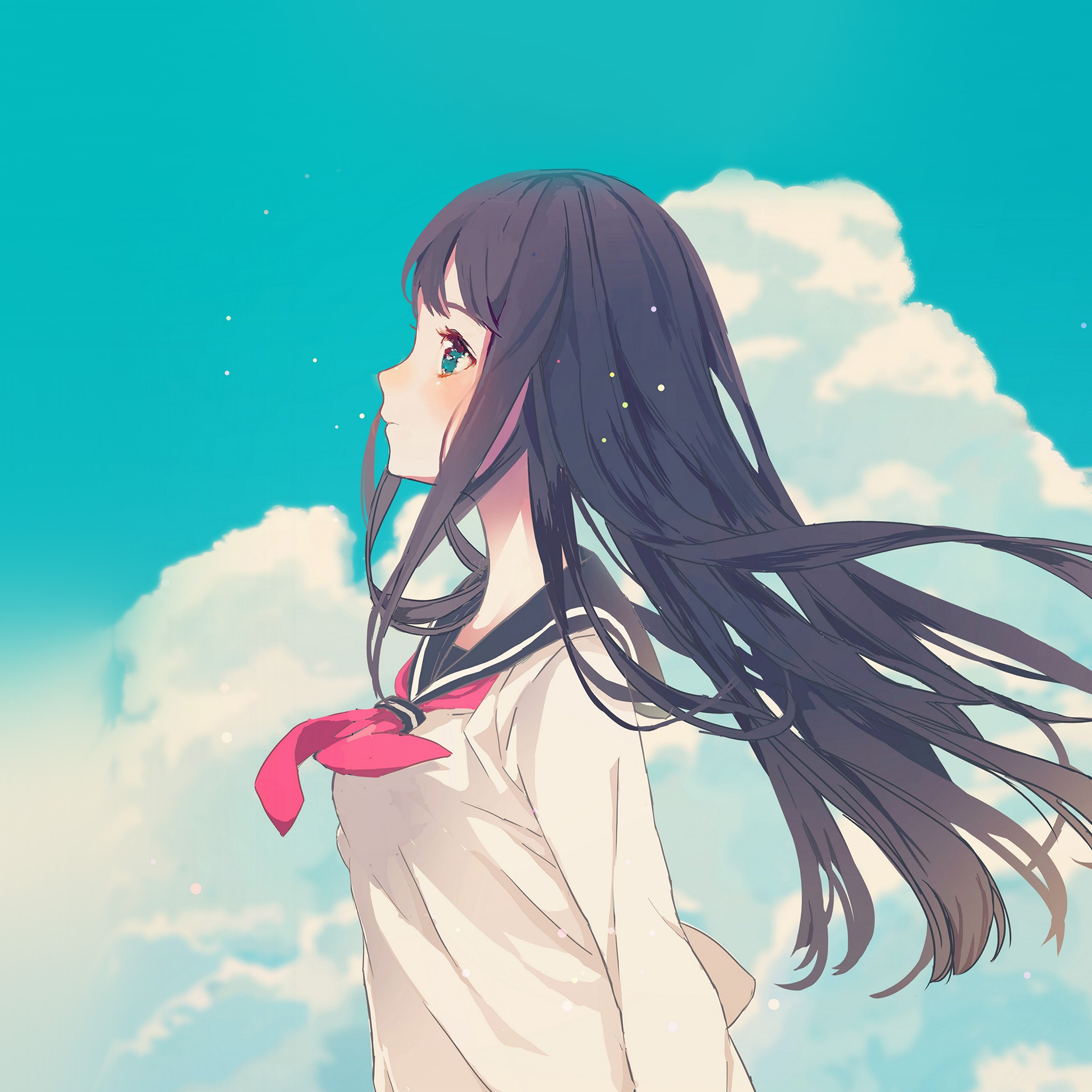 I Love Papers. cute girl illustration anime sky