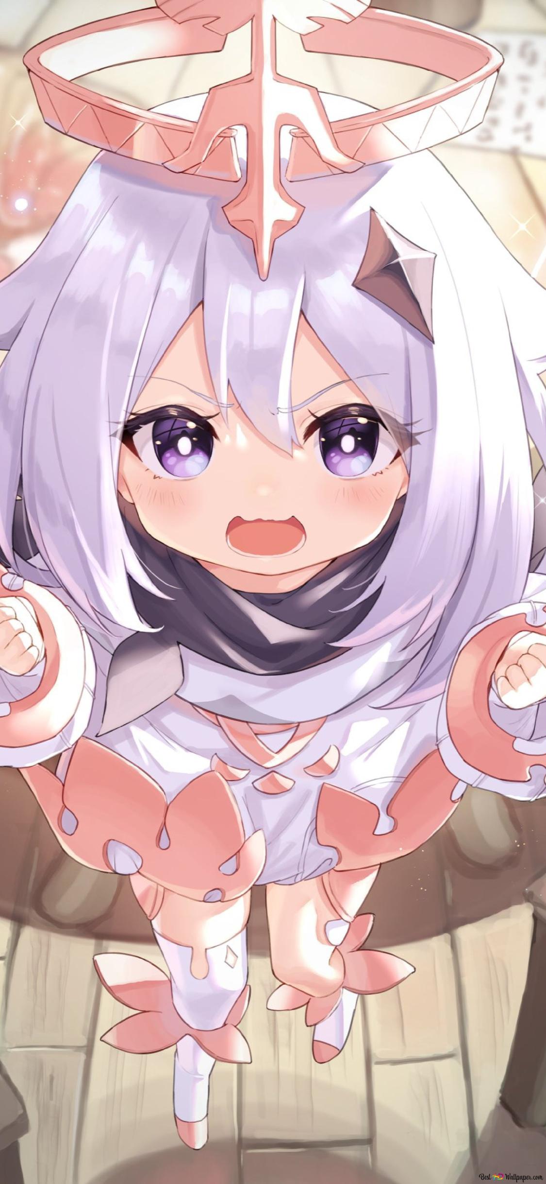 Cute little anime girl Piamon. Genshin Impact 2K wallpaper download