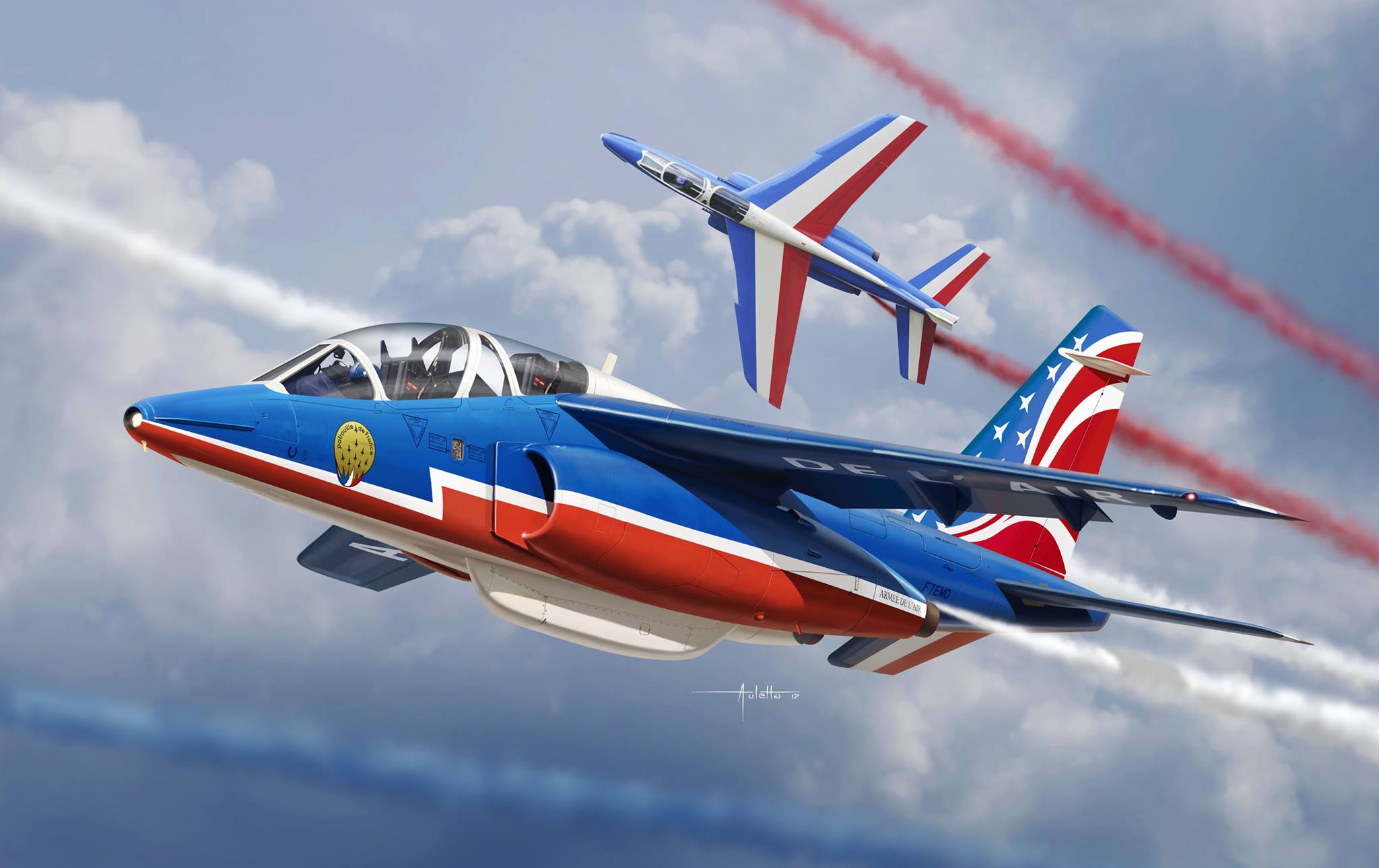 Wallpaper The French Air Force, Patrouille De France, Training Aircraft, Light Jet Attack Aircraft Of The Third Generation, Dassault Dornier Alpha Jet, French Aerobatic Team For Mobile And Desktop, Section авиация, Resolution 2048x1290
