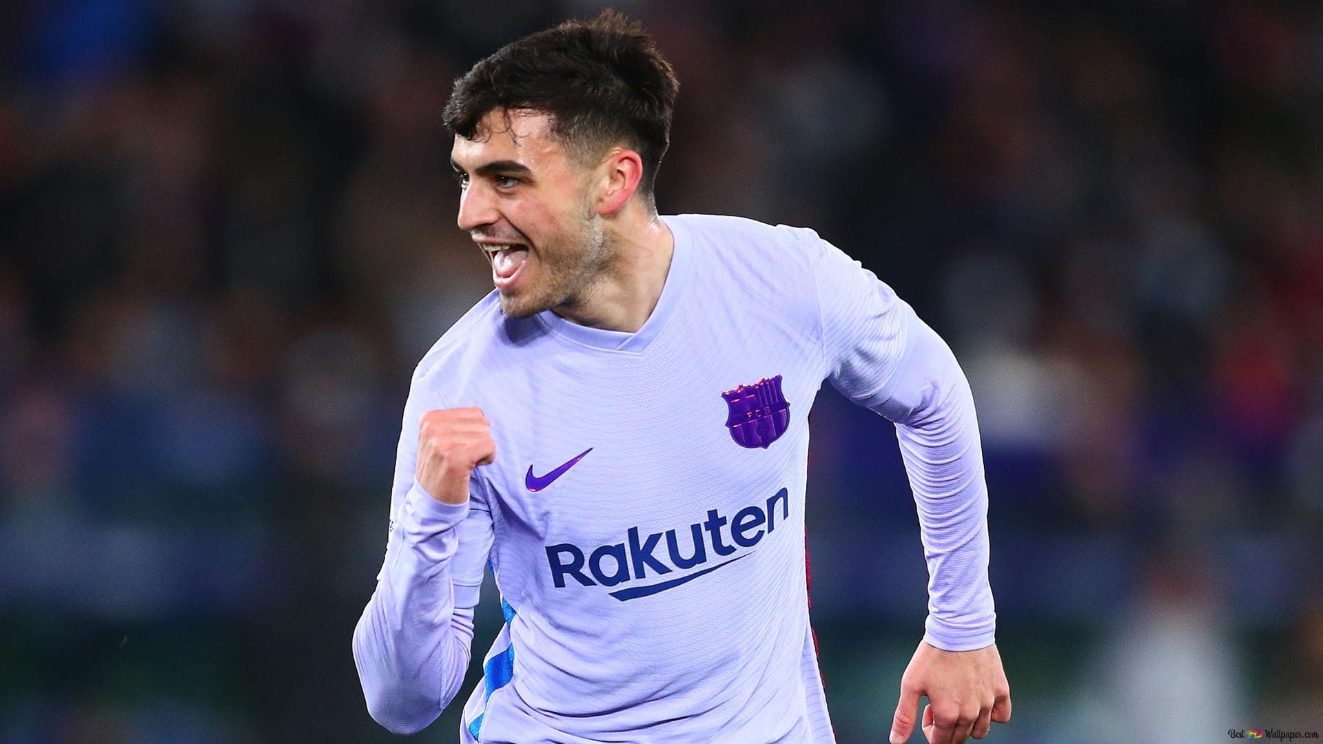 Barcelona midfielder Pedri celebrates goal 2K wallpaper download