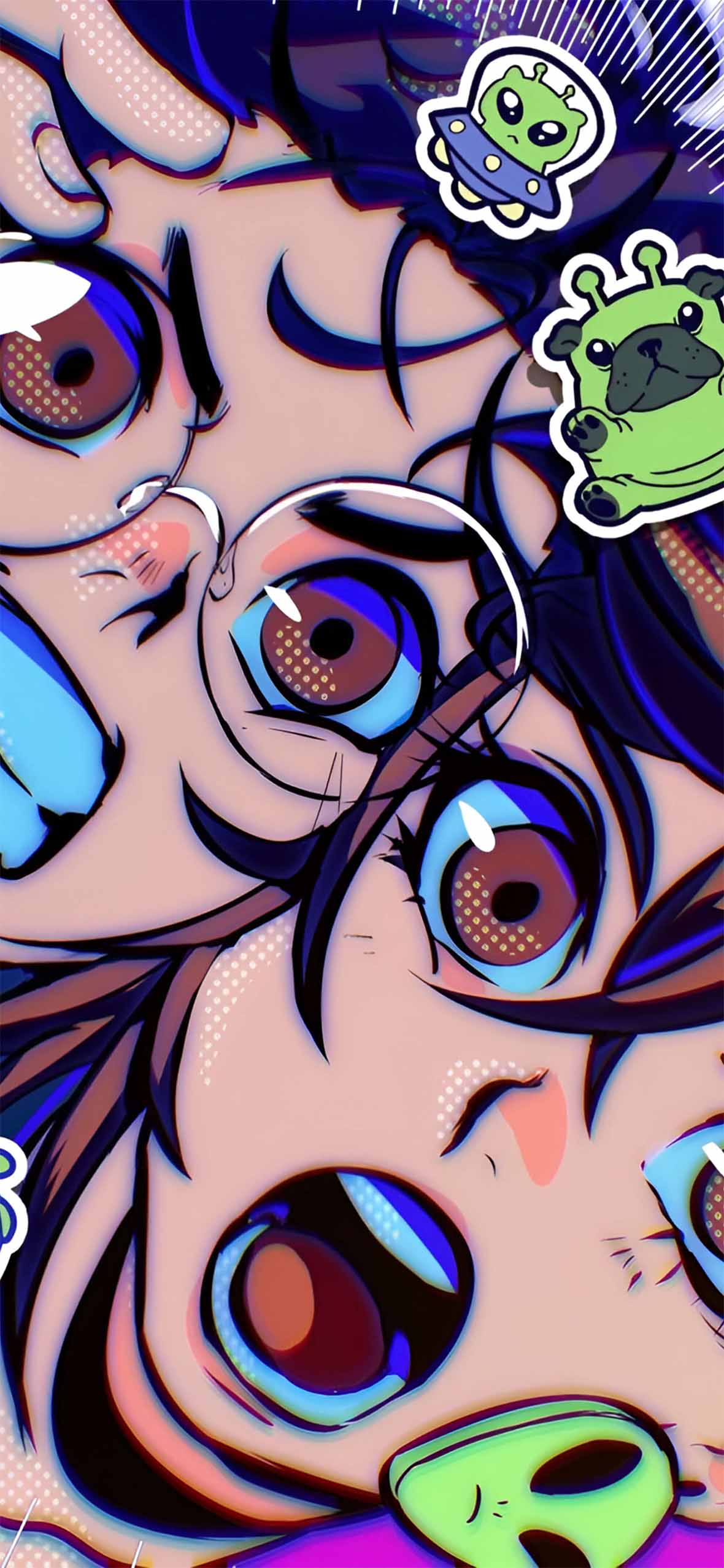 Dandadan Momo & Okarun Shock Face Wallpaper