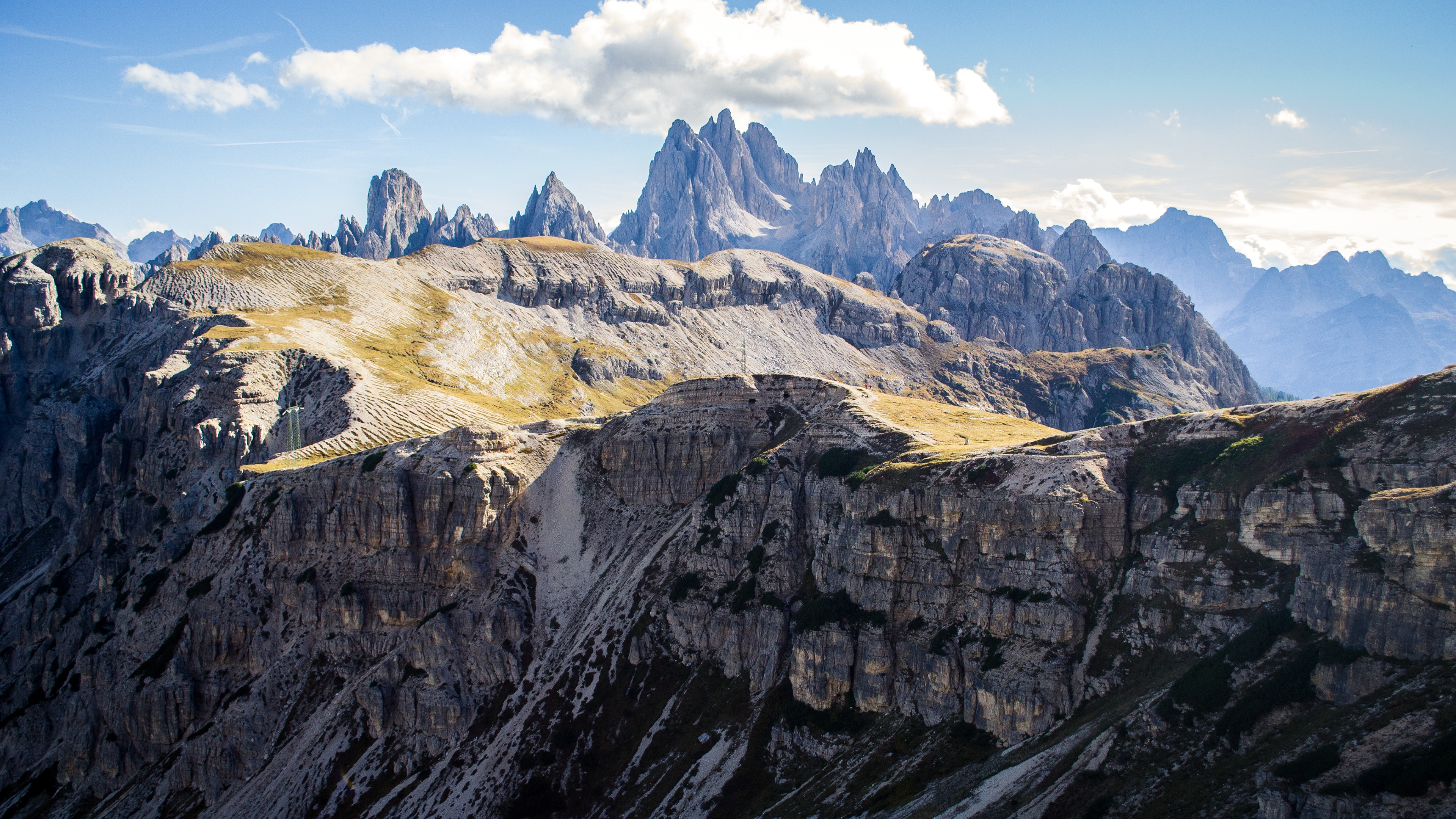 Tre Cime di Lavaredo Wallpaper 4K, Dolomites, Mountain range, Italy