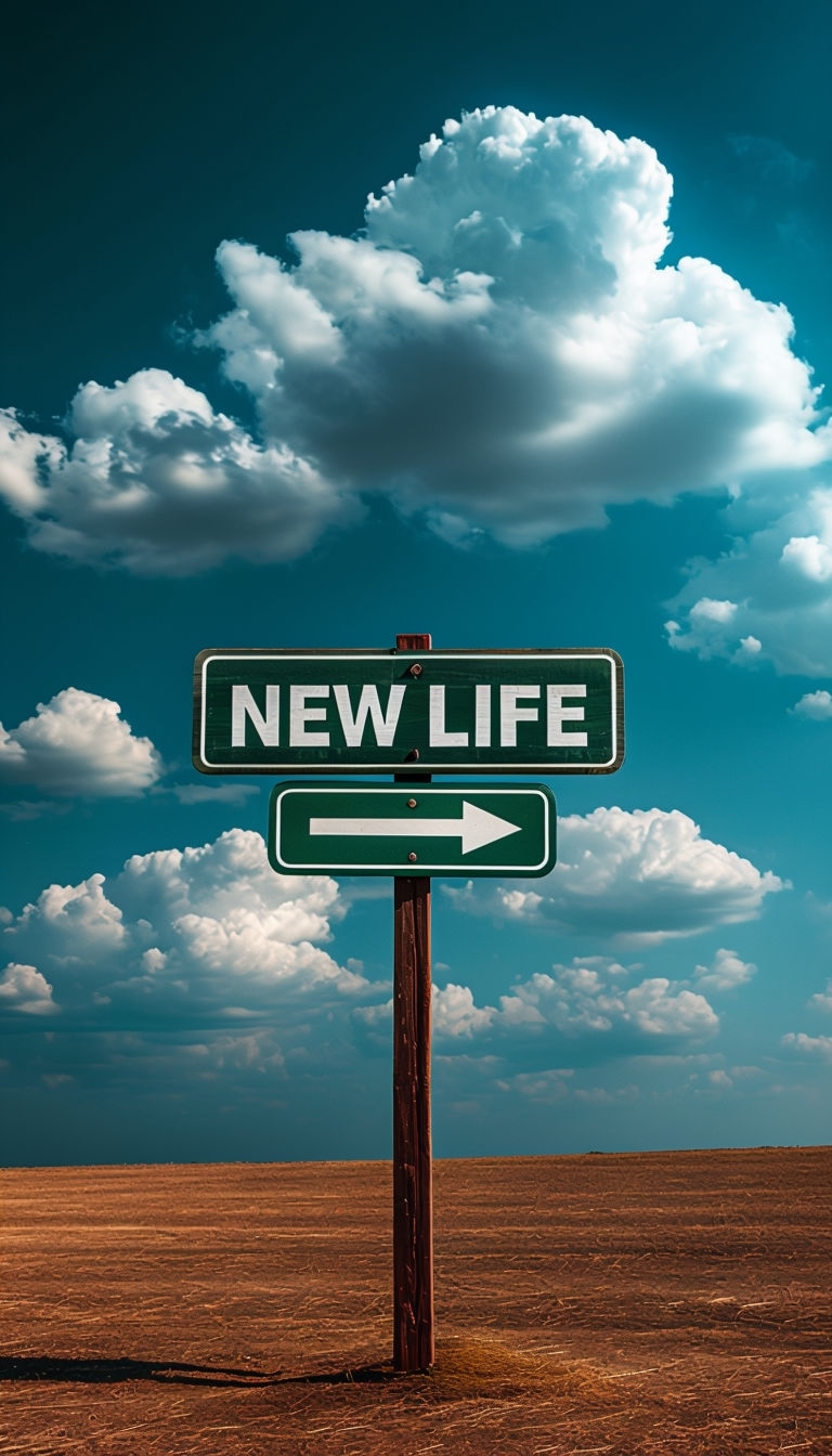 Free and customizeable a wooden signpost stands at the crossroads of the forest path