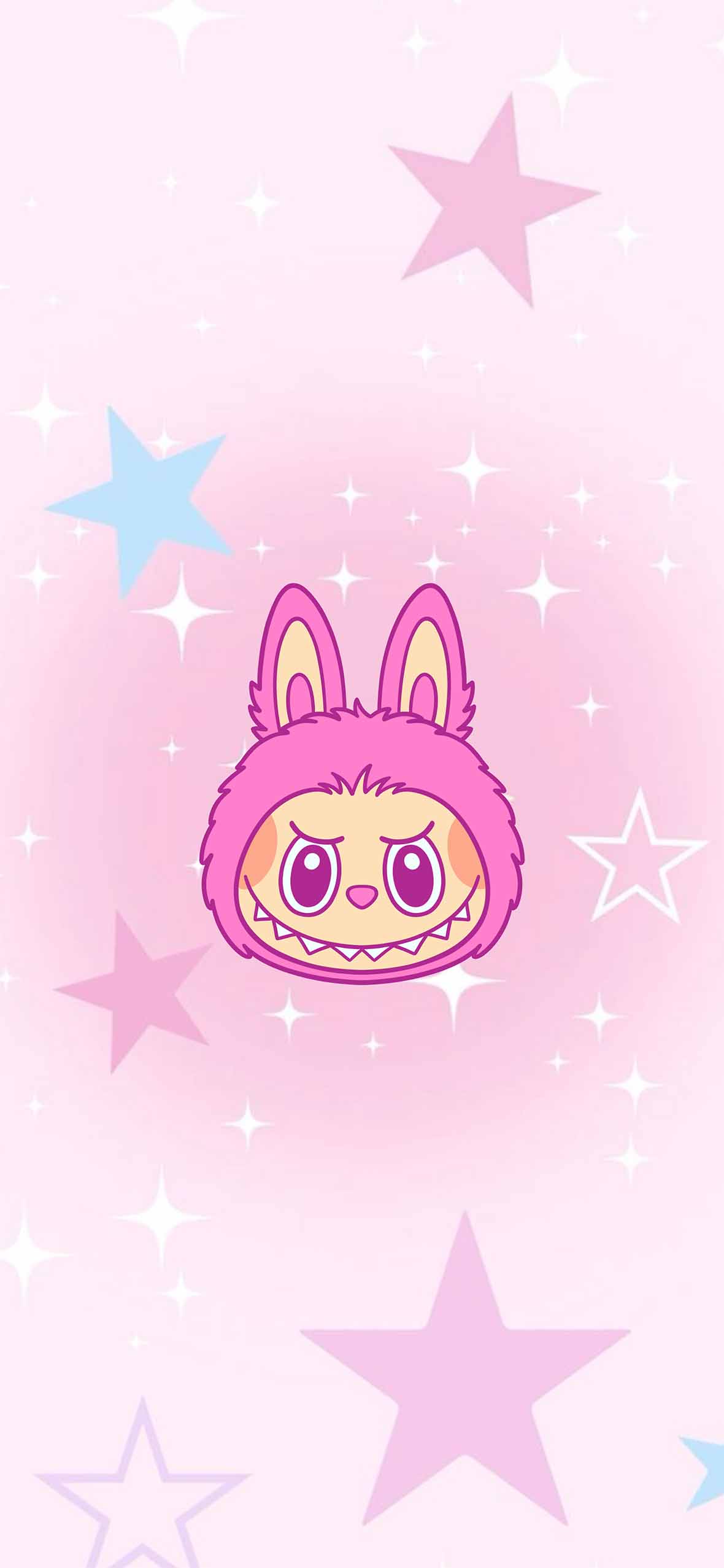 Pink Labubu Star Pattern Cute Wallpaper Doll Wallpaper