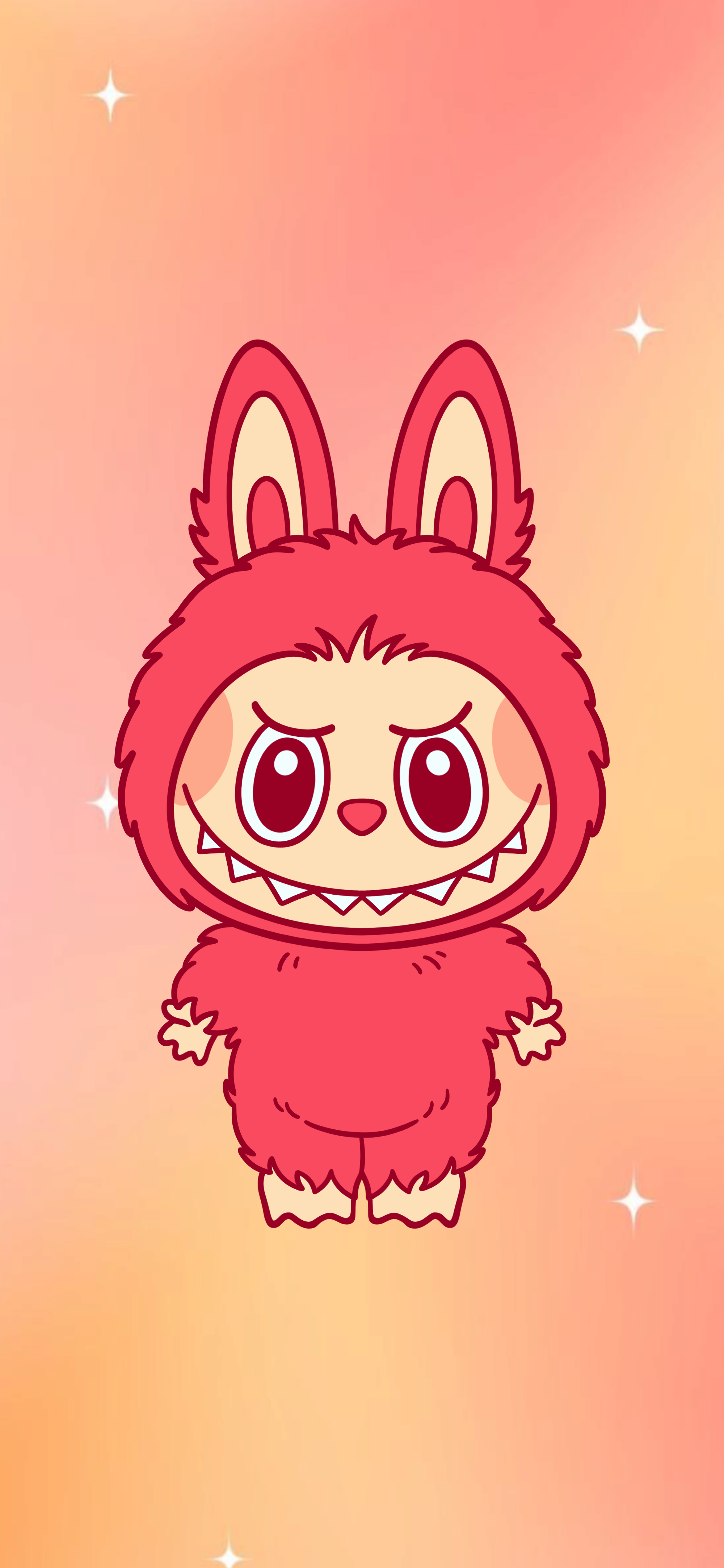 Cute Red Labubu Wallpaper Phone Wallpaper HD