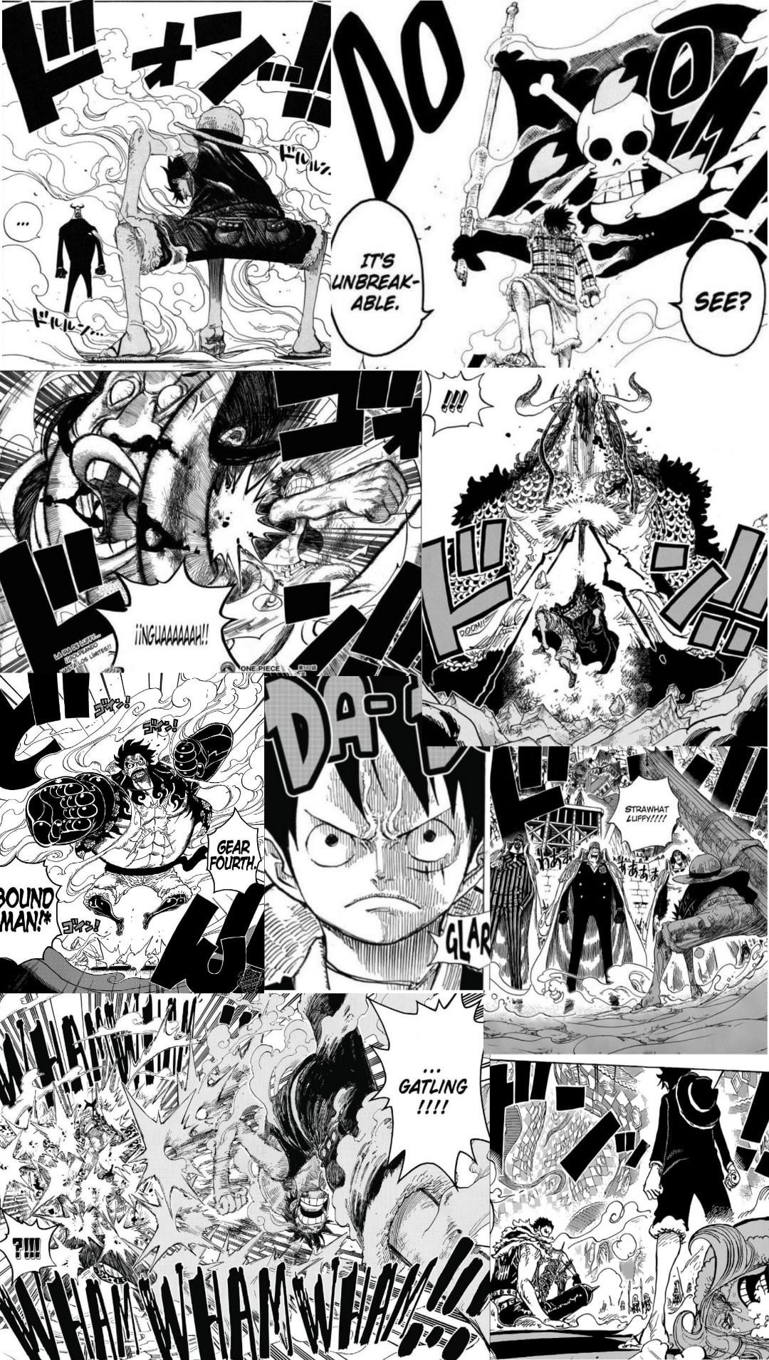 Making wallpaper with some of my favorite manga panels for every Straw Hat day 3: Luffy