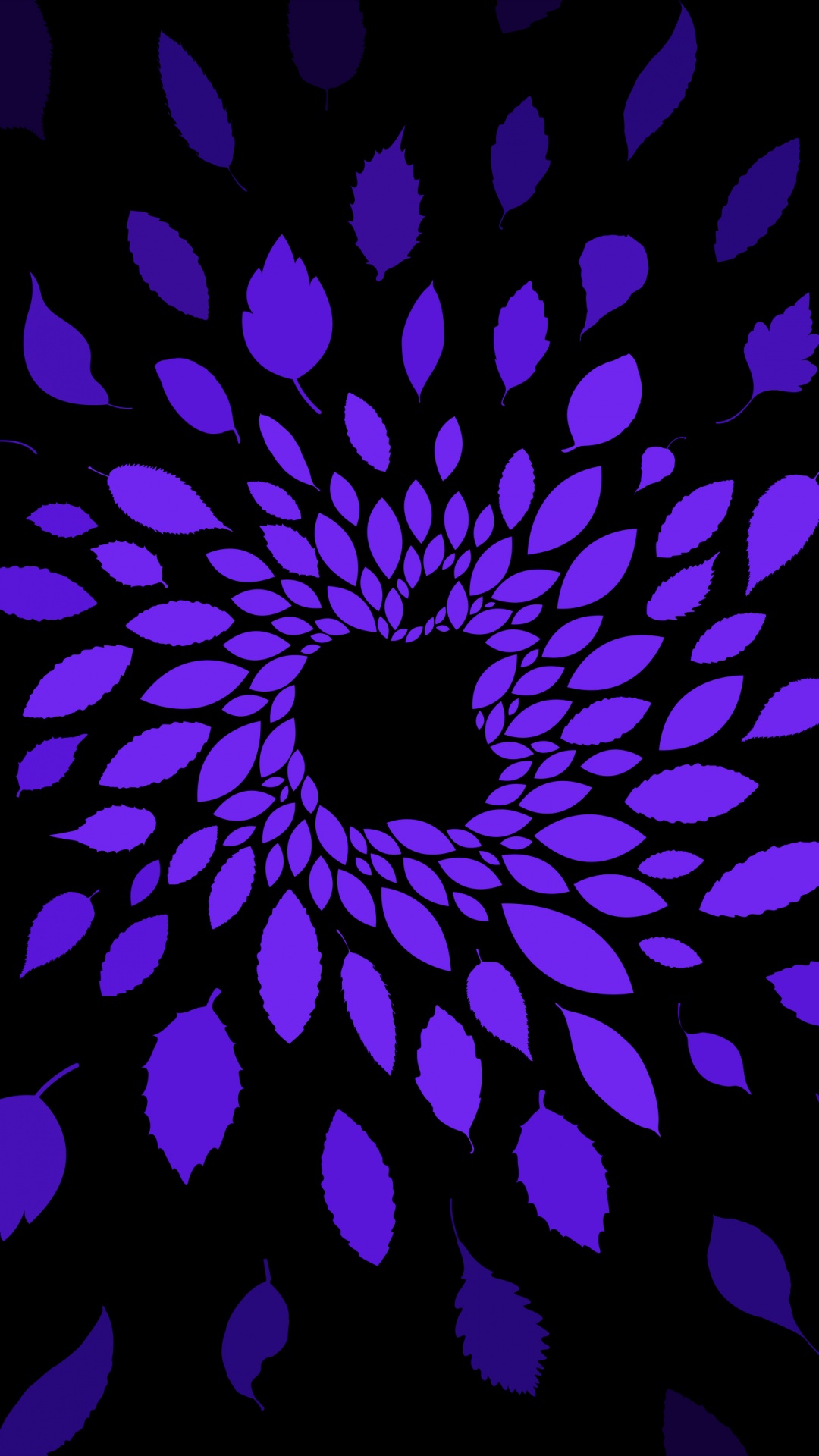 Apple logo Wallpaper 4K, Violet, Leaves, Dark background