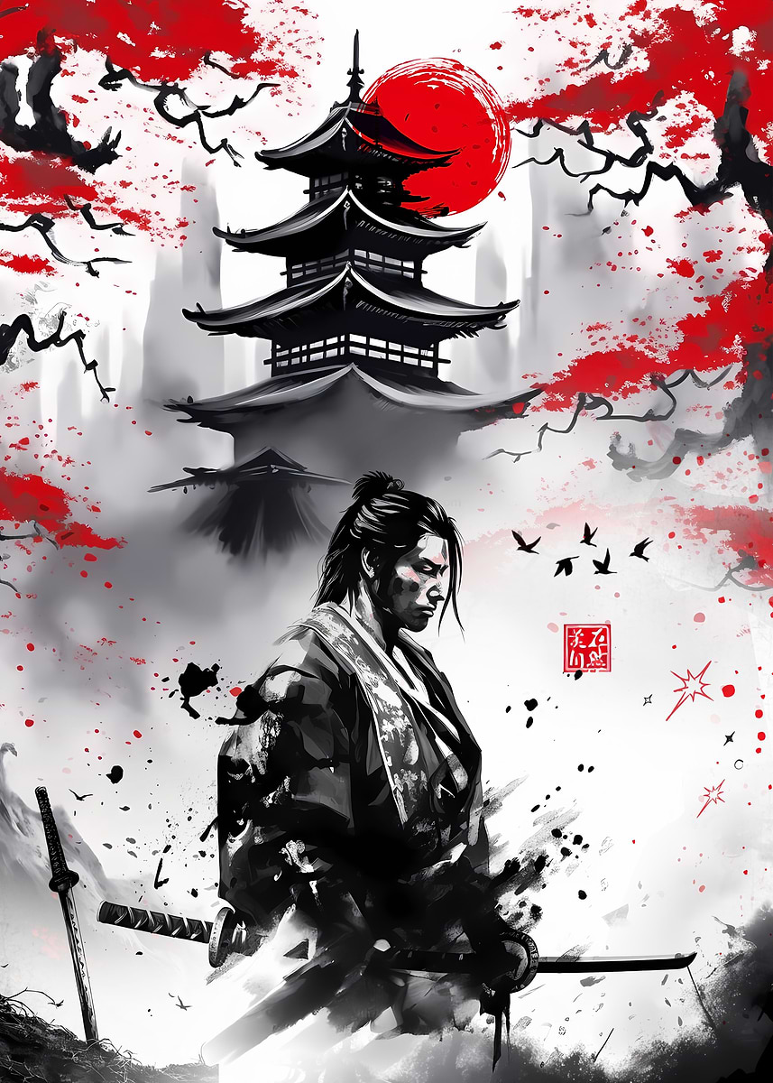 Samurai Warrior Japan' Poster, picture, metal print, paint