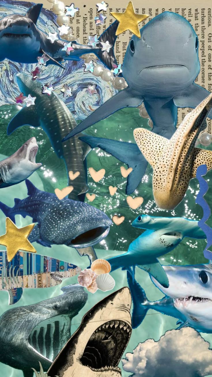 Collage of Sharks and Marine Creatures