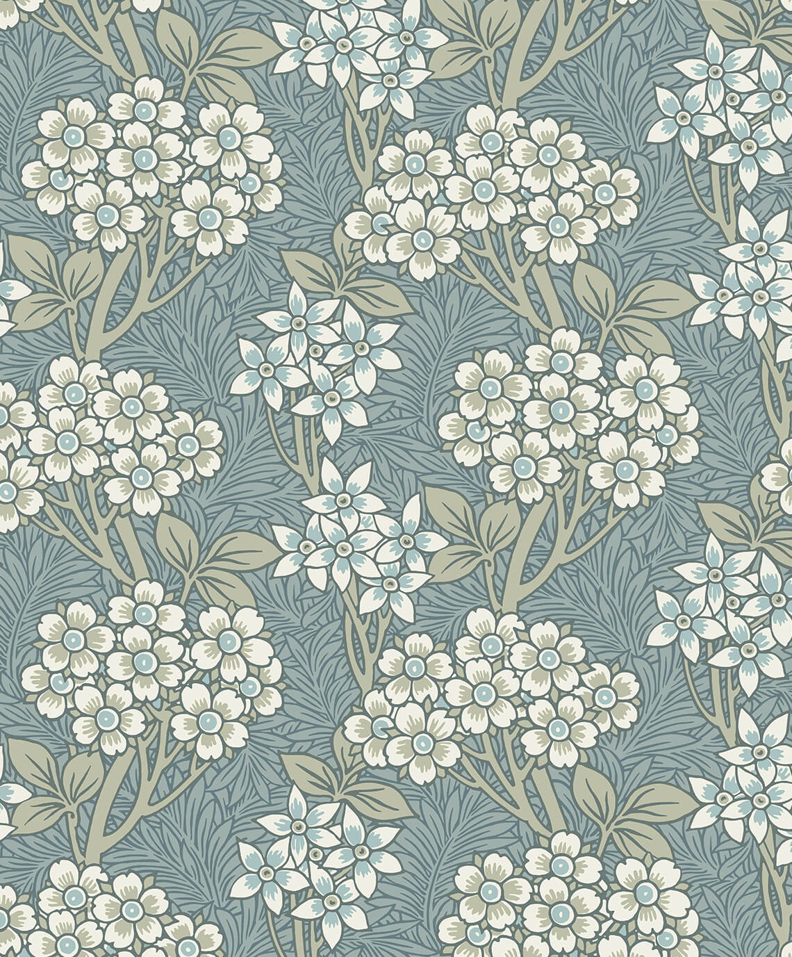 Stream Blue & Sage Floral Vine Wallpaper, ET12004