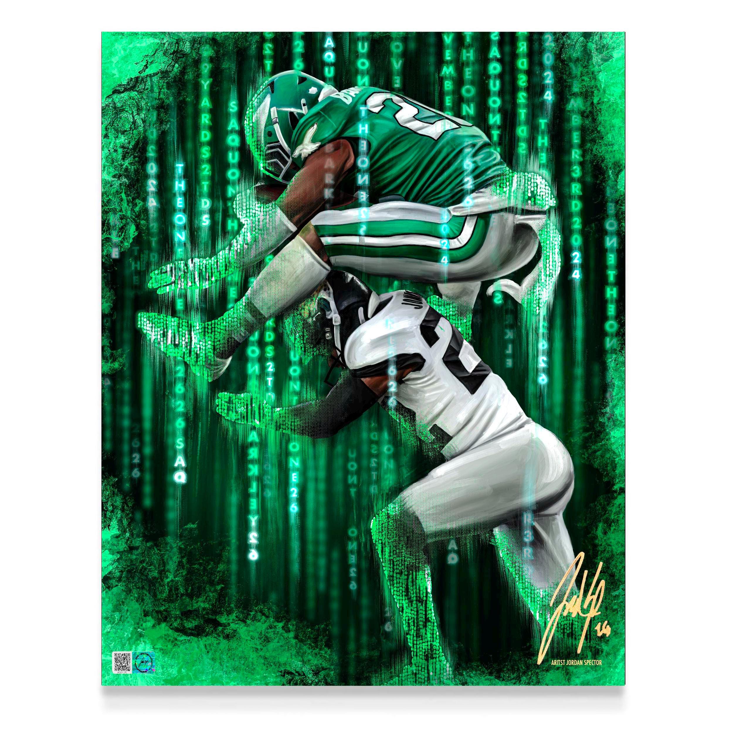 Saquon the One Backwards Hurdle, Philadelphia Sports Artwork, Football Running Back Print, Eagles Fan Art, Sports Dad Gift, Man Cave