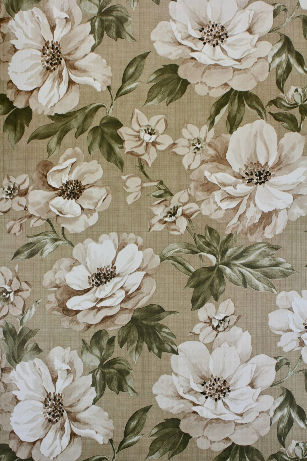 Download Green Floral Retro Wallpaper
