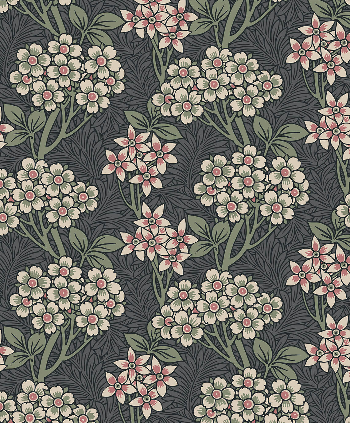 Smoke & Laurel Green Floral Vine Wallpaper, ET12010