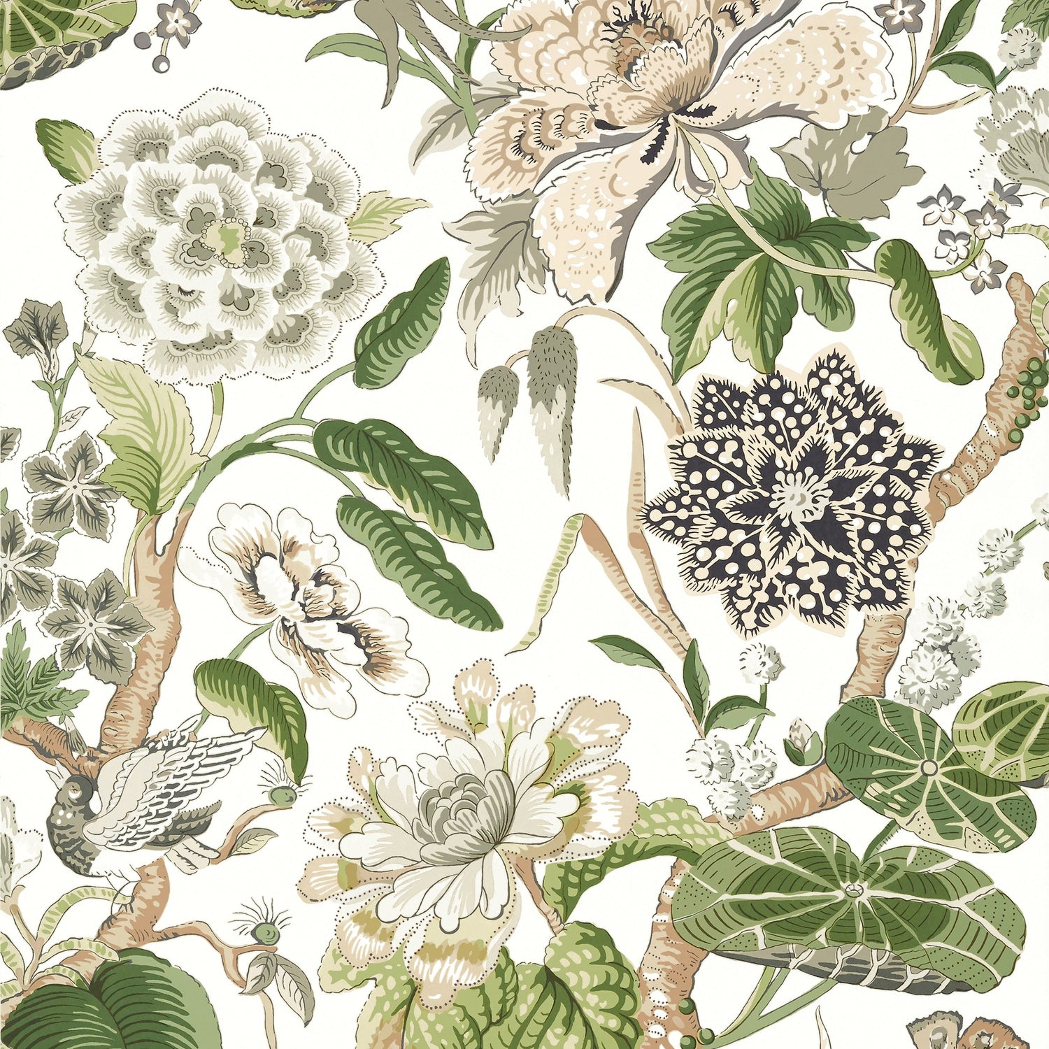 Hill Garden White and Green Wallpaper The Single Roll