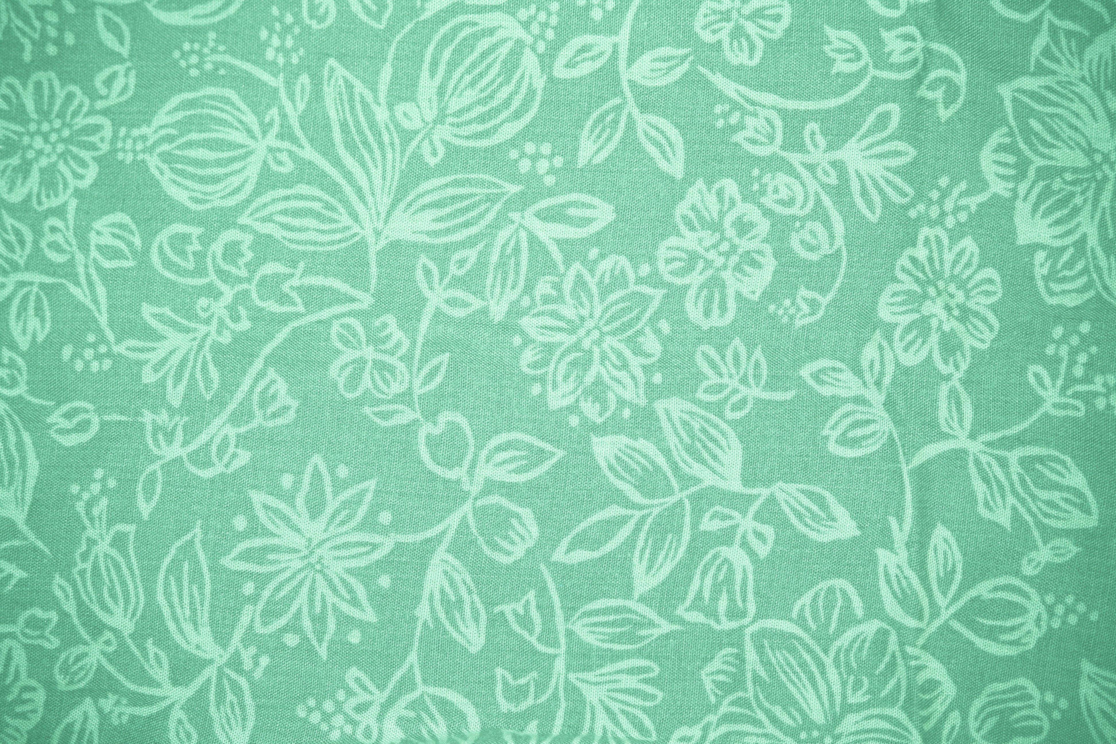 Wallpaper Green and White Floral Textile, Background Free Image