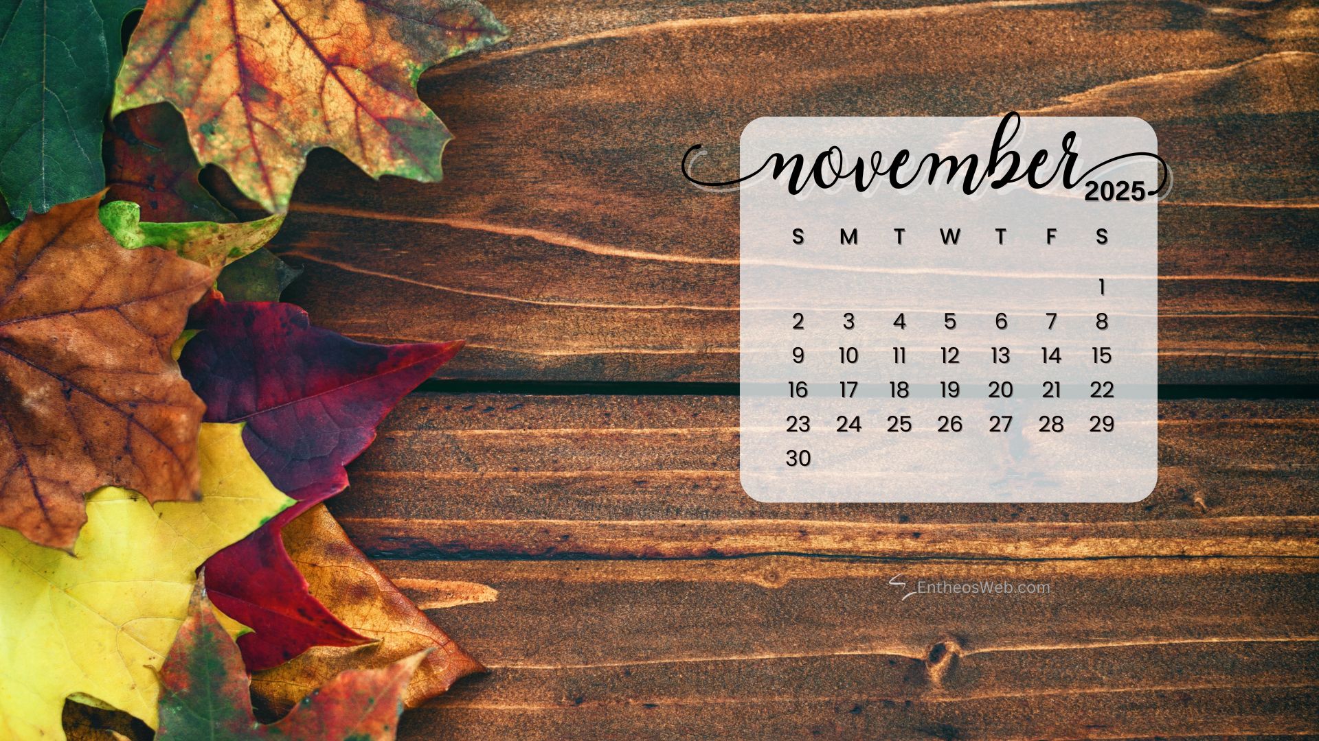 November 2025 Calendar Desktop Wallpaper Background