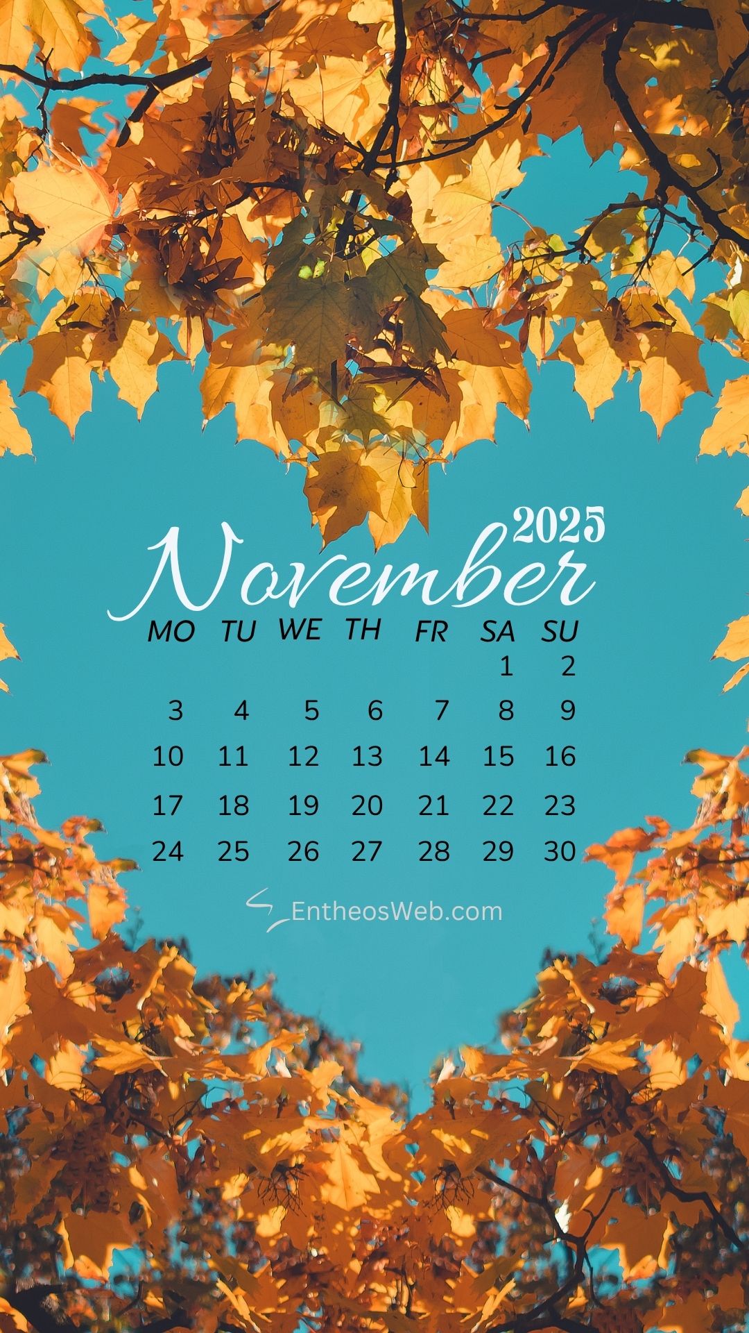 November 2025 Calendar Phone Wallpaper