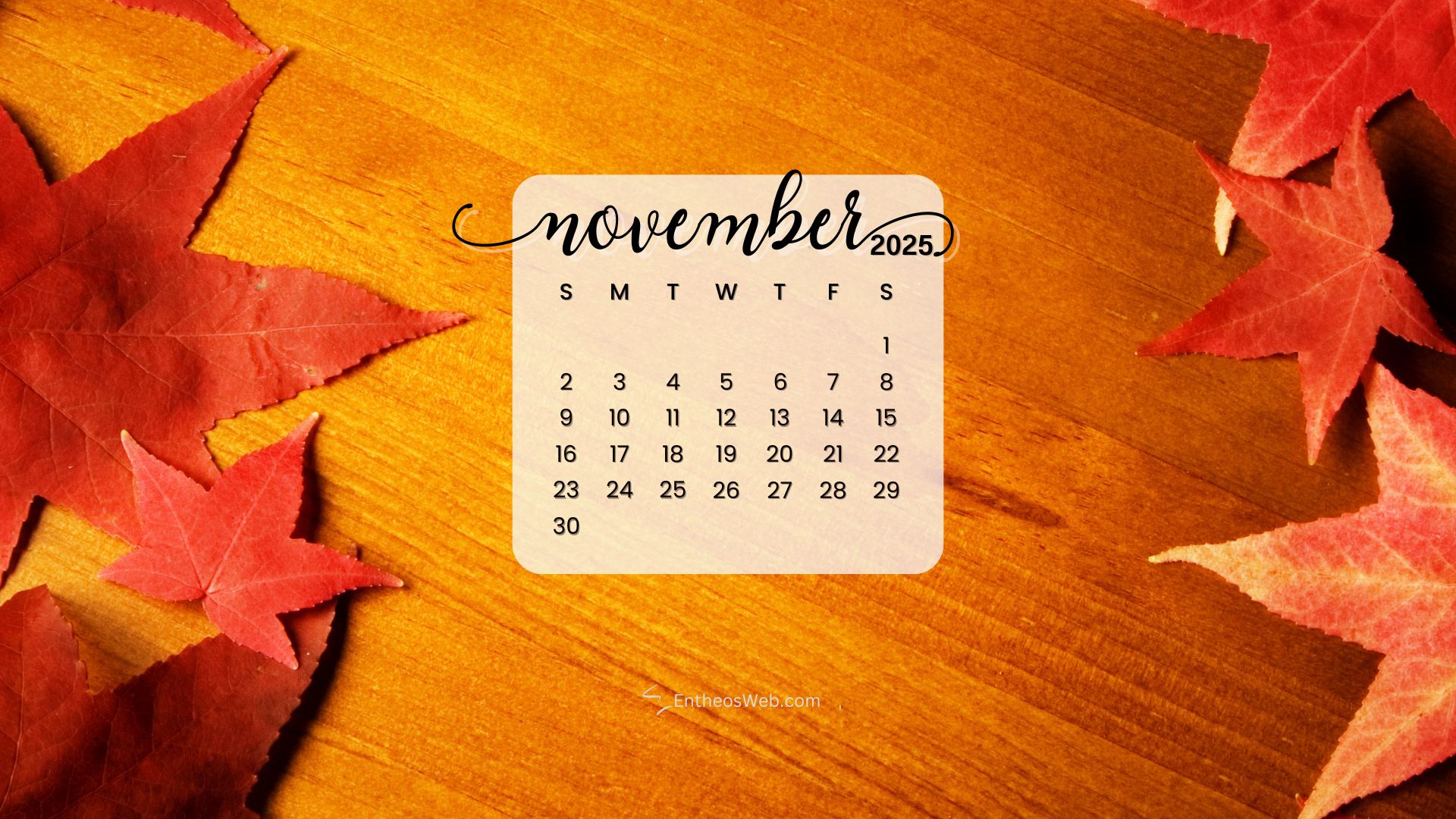 November 2025 Calendar Desktop Wallpaper Background